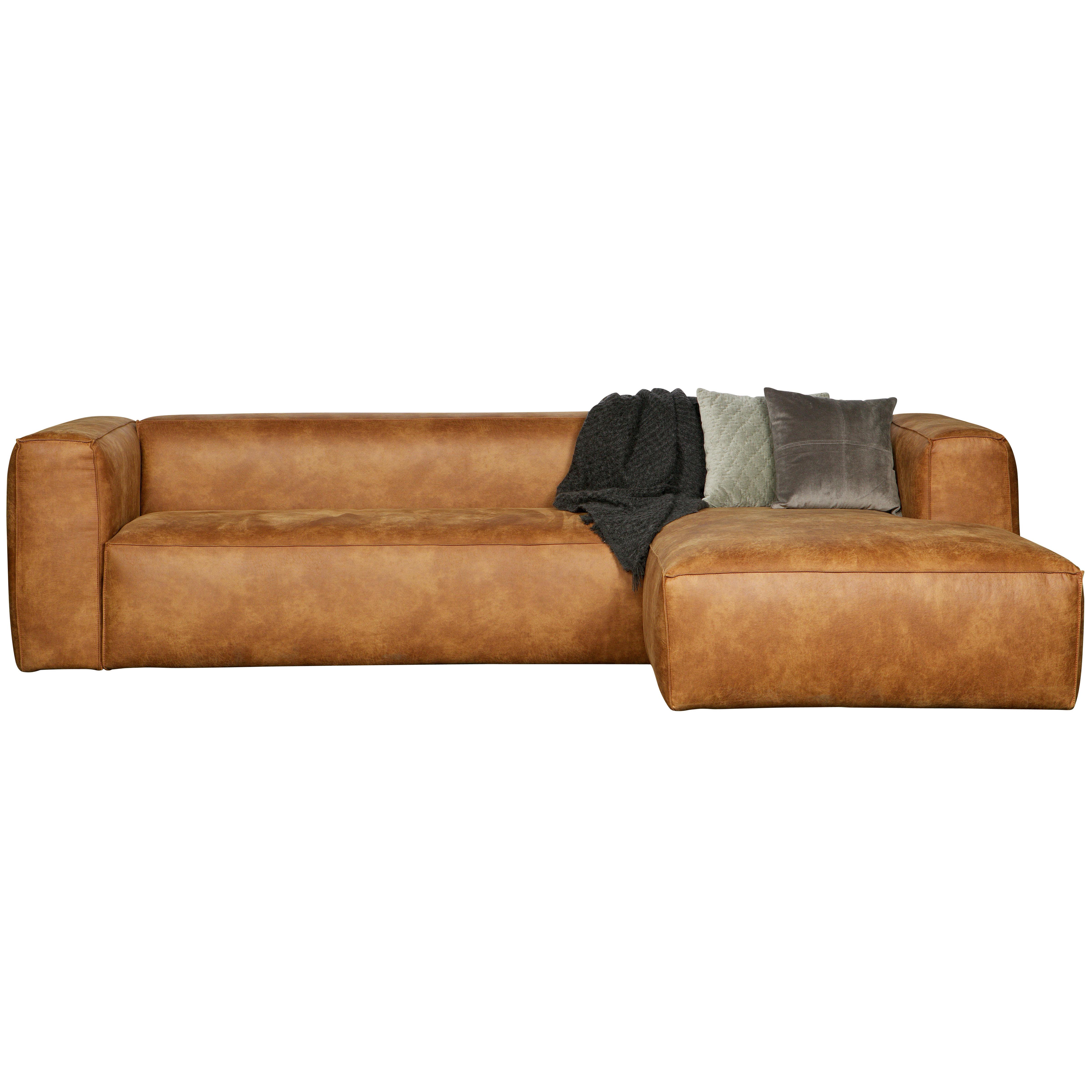 Ecksofa Bean Cognac S: 305x175cm - Cognac/Schwarz, Design, Leder/Kunststoff (305/175cm) - Livetastic