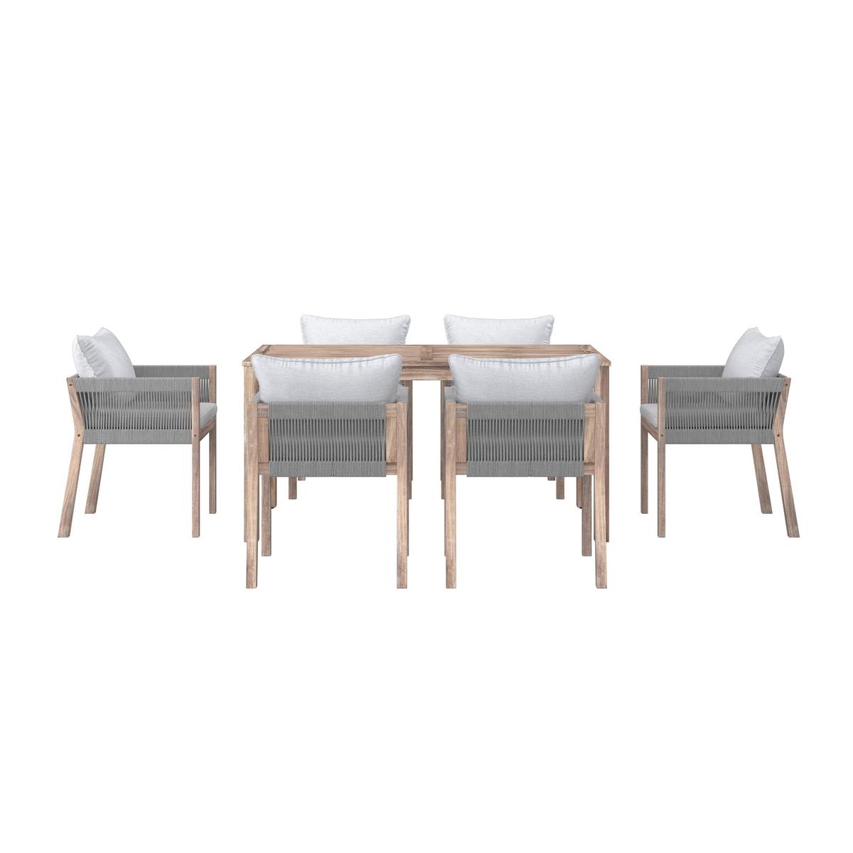 Kerti Bútorszett Aldina - akáciaszínű/szürke, Modern, műanyag/textil - Bessagi Garden