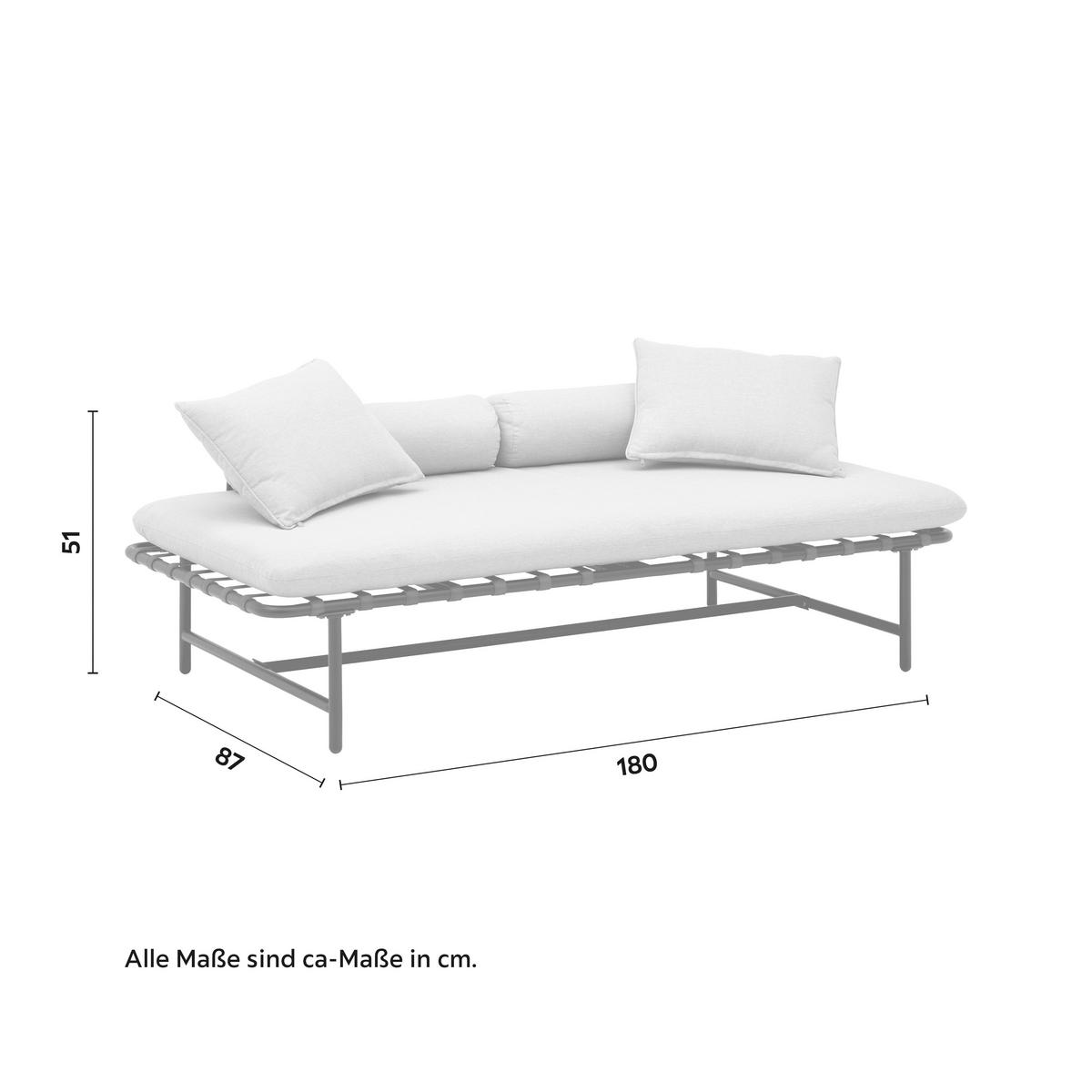 Gartenliege "Norah", inkl. Auflage/Kissen, Outdoorgewebe - Grau, Modern, Kunststoff/Textil (180/51/87cm) - Bessagi Garden
