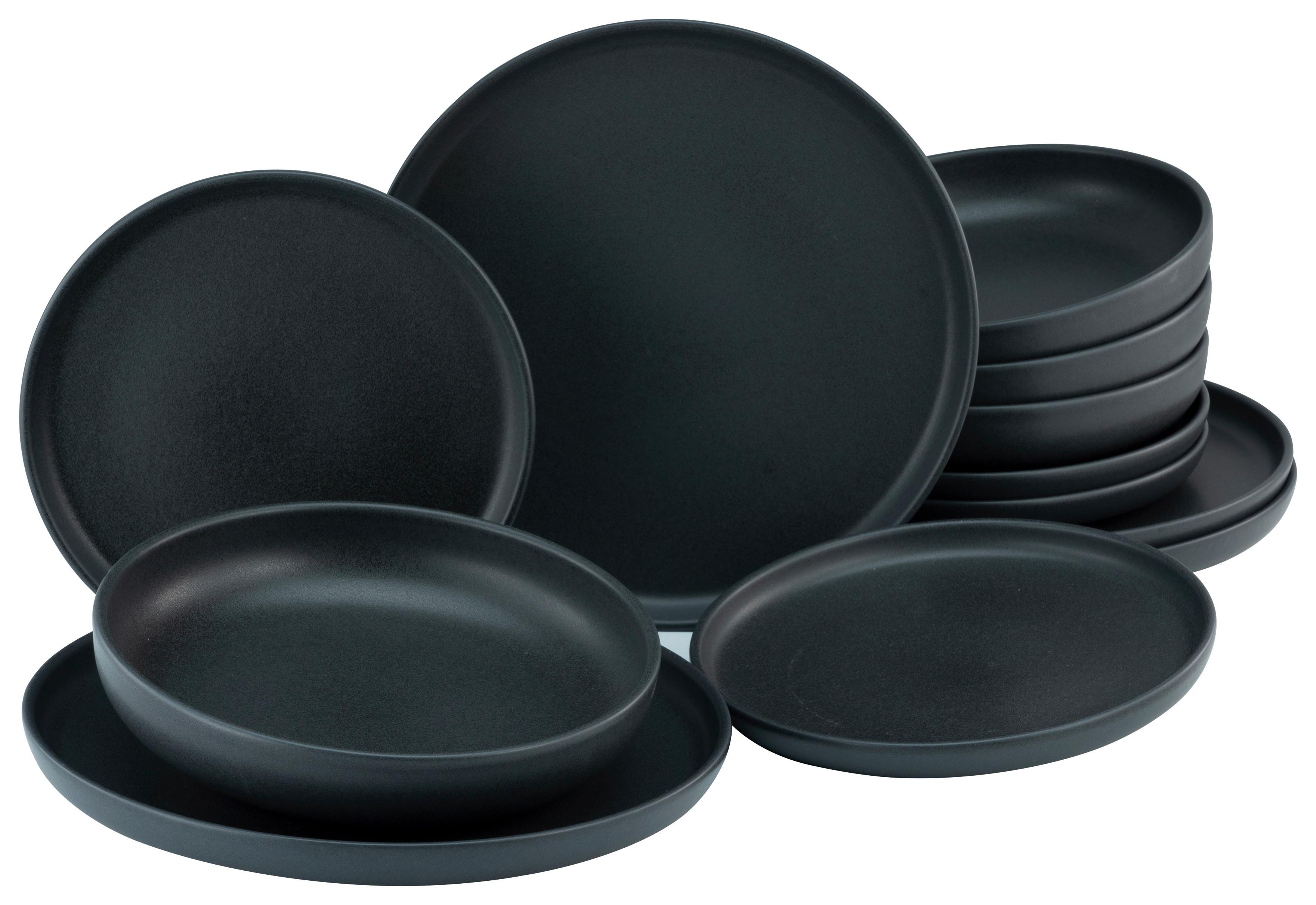 ZASTAWA STOŁOWA UNO BLACK - czarny, Design, ceramika (36,5/36,5/34,5cm) - Creatable