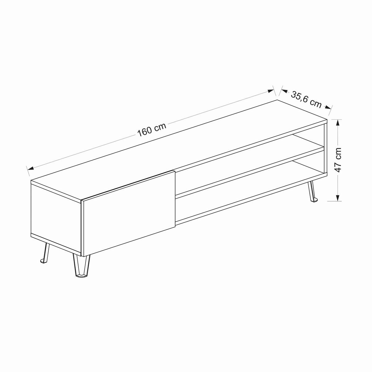 Lowboard "Bliss", Anthrazit, Eichefarben - Eichefarben/Anthrazit, Design, Holzwerkstoff/Metall (160/47/37,4cm) - Livetastic