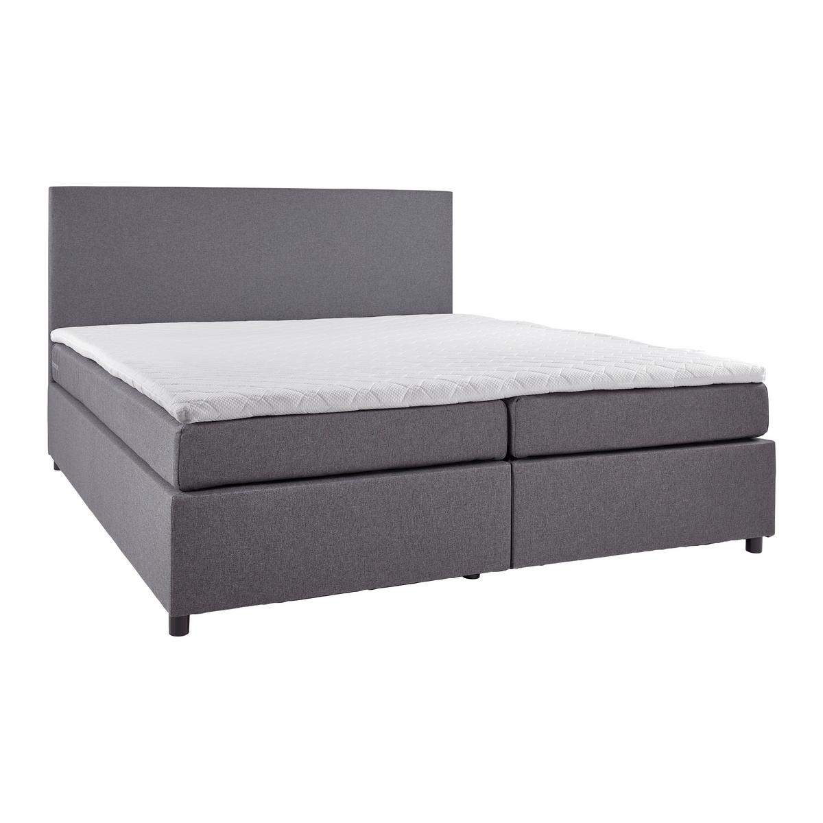 Boxbett Melia Grau ca. 180x200 cm mit Topper - Schwarz/Grau, MODERN, Holz/Holzwerkstoff (180/200cm) - Bessagi Home