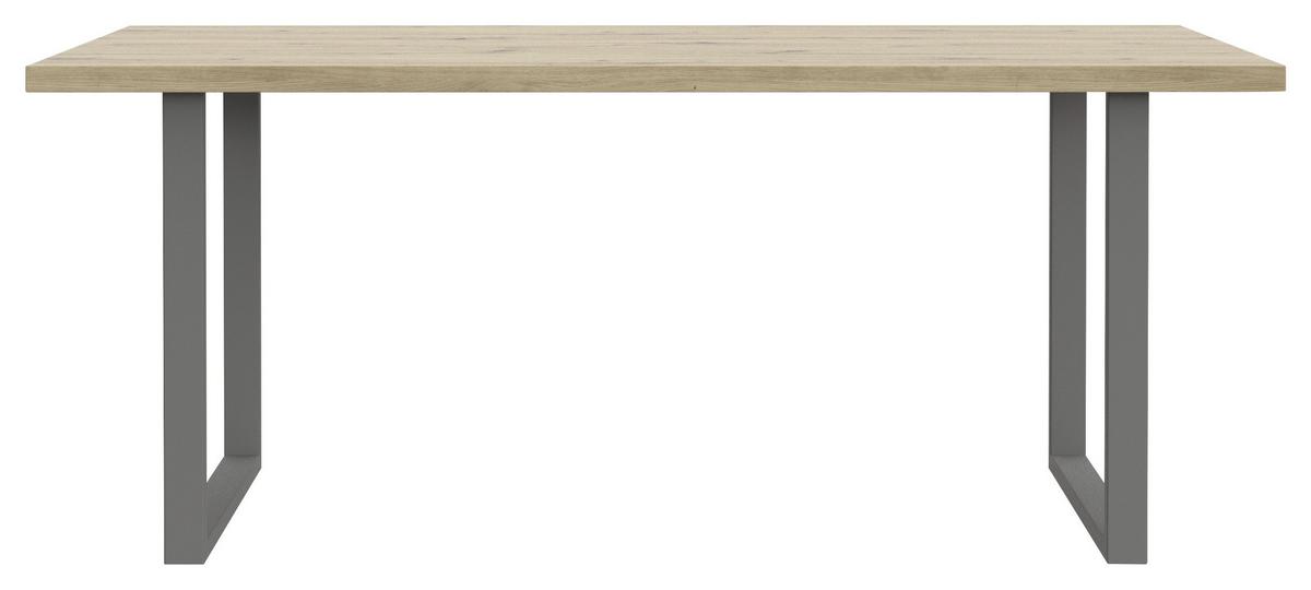 Jedilna Miza Flash, Barva Hrasta, Siva, 180x90 - siva/barve hrasta, Design, kovina/leseni material (180/90/74cm) - Hom`in