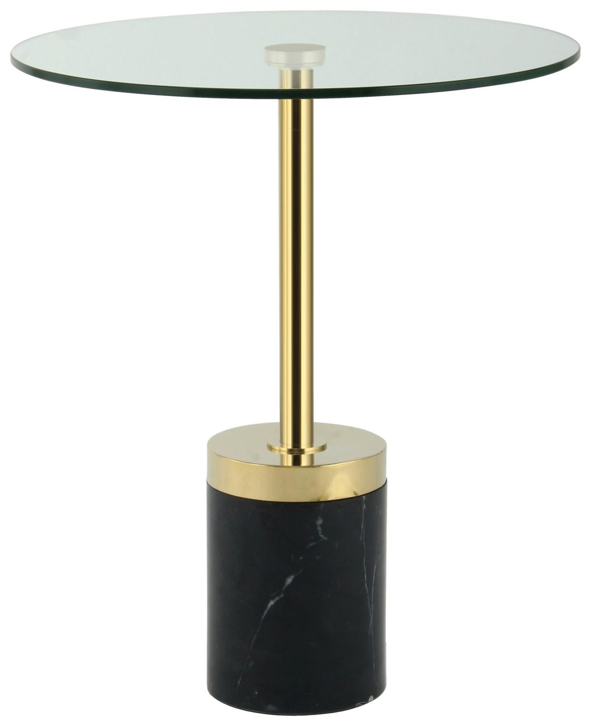 BEISTELLTISCH LANA 125 GOLD / SCHWARZ - Goldfarben/Schwarz, Design, Glas/Stein (46/46/53cm) - Kayoom