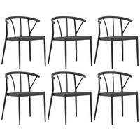 Gartenstuhl 6er-Set Stina ca. 47x79,5x49 cm Schwarz - Schwarz, KONVENTIONELL, Kunststoff/Metall (47/79,5/49cm) - Gardenson
