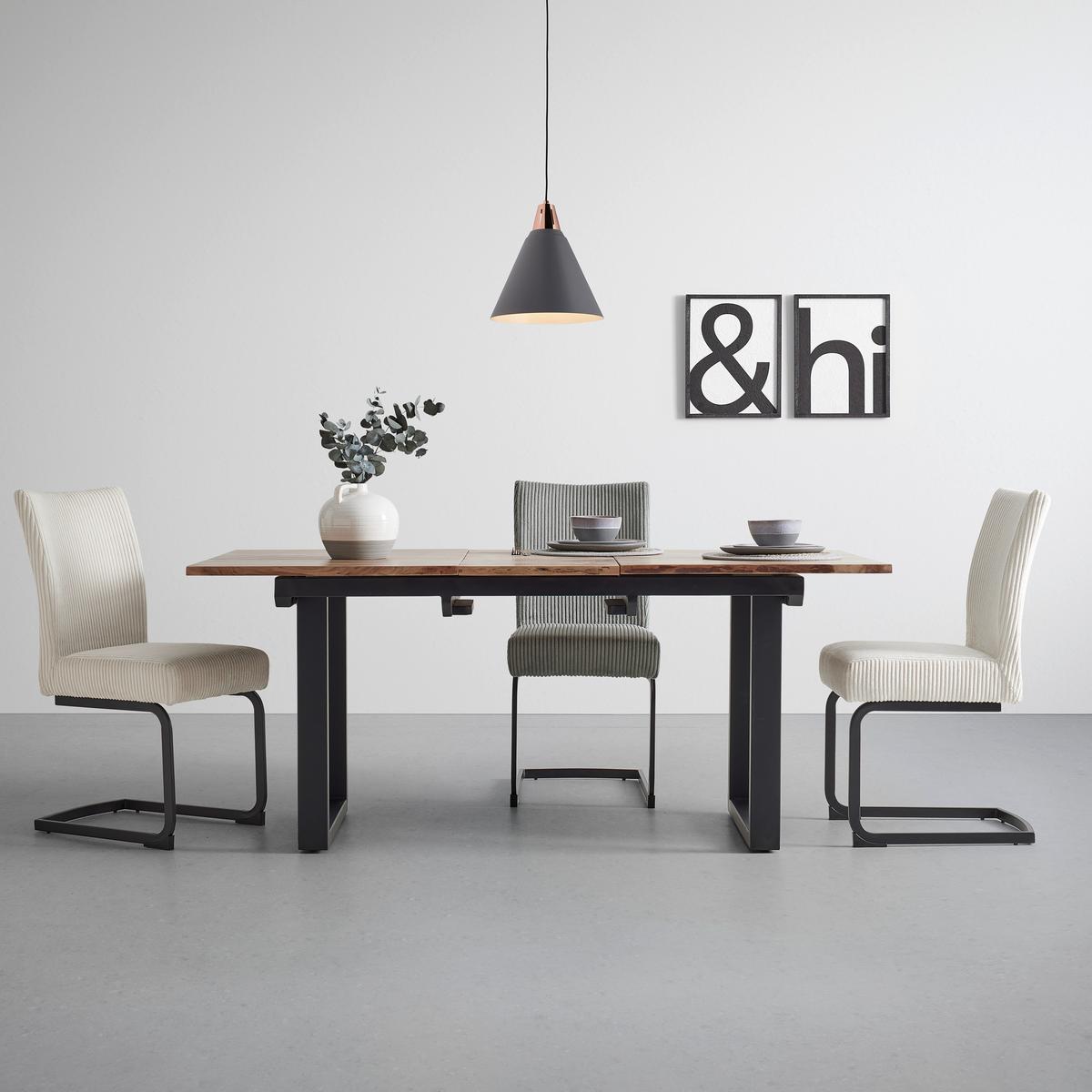 STÓŁ ROZSUWANY MALMO - kolor naturalny/czarny, Modern, metal/drewno (140-180/90/76cm) - Bessagi Home