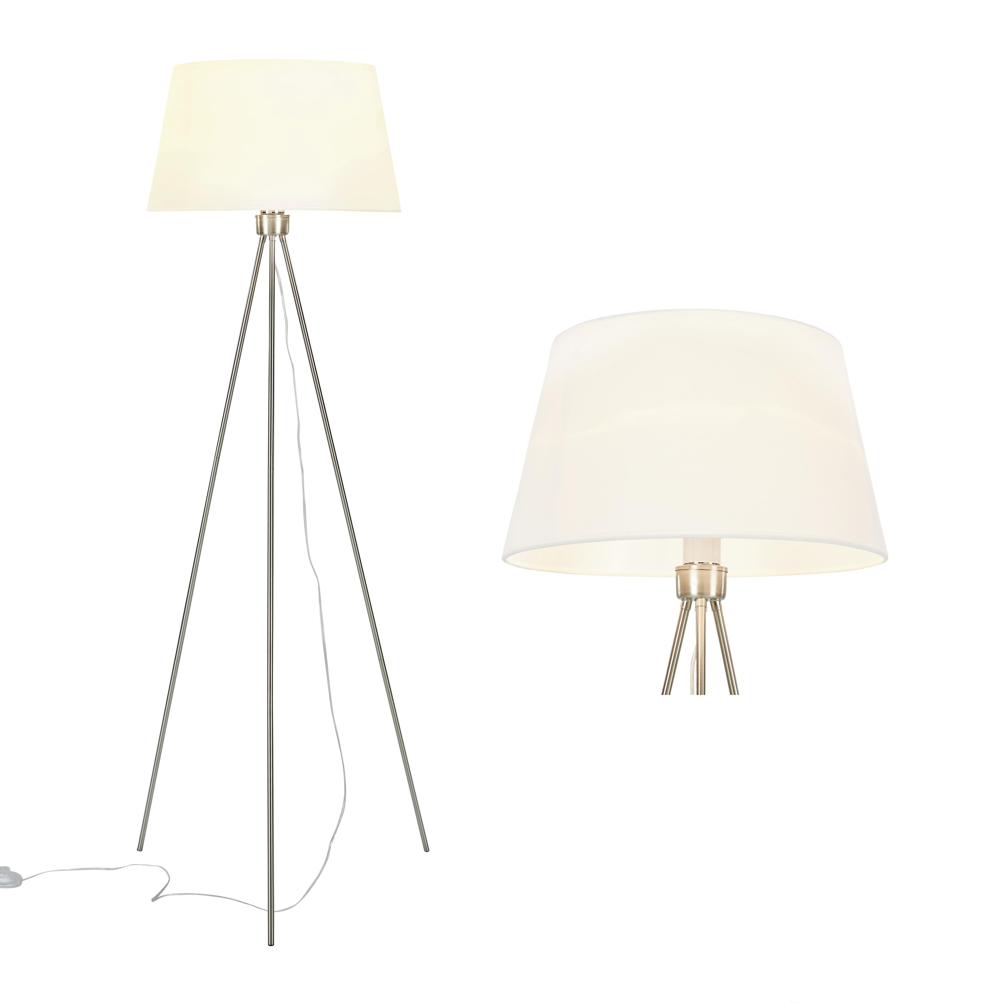 STEHLEUCHTE max. 60 Watt 'Gero' - Weiß, MODERN, Textil/Metall (40/40/140cm) - Bessagi Home