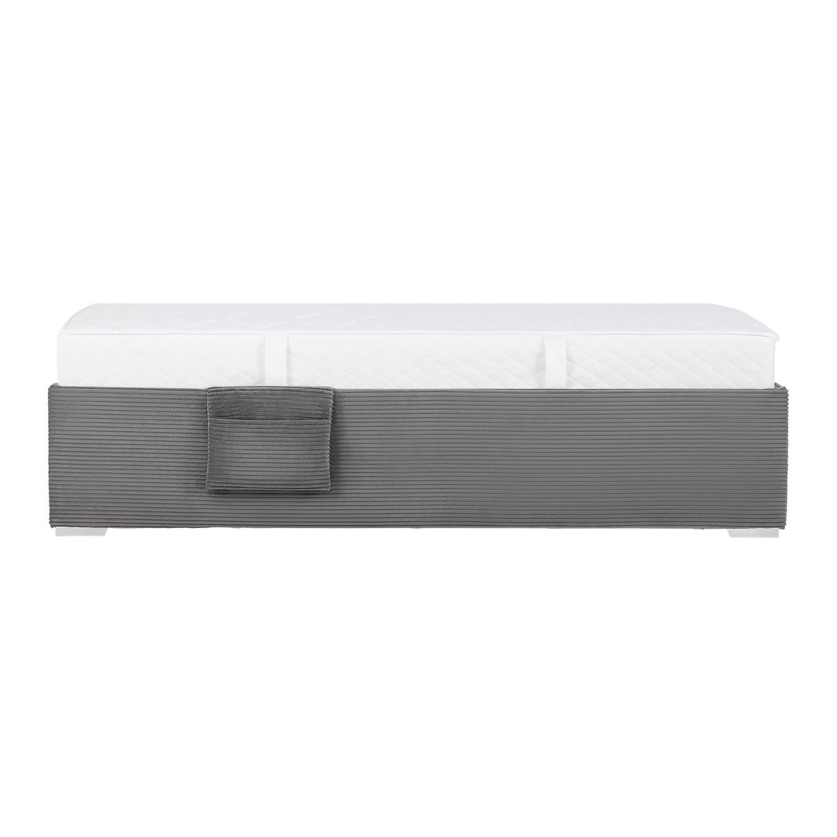 Bett Remi Grau ca. 90x200cm - Chromfarben/Naturfarben, KONVENTIONELL, Holz/Kunststoff (90/200cm) - Mömax