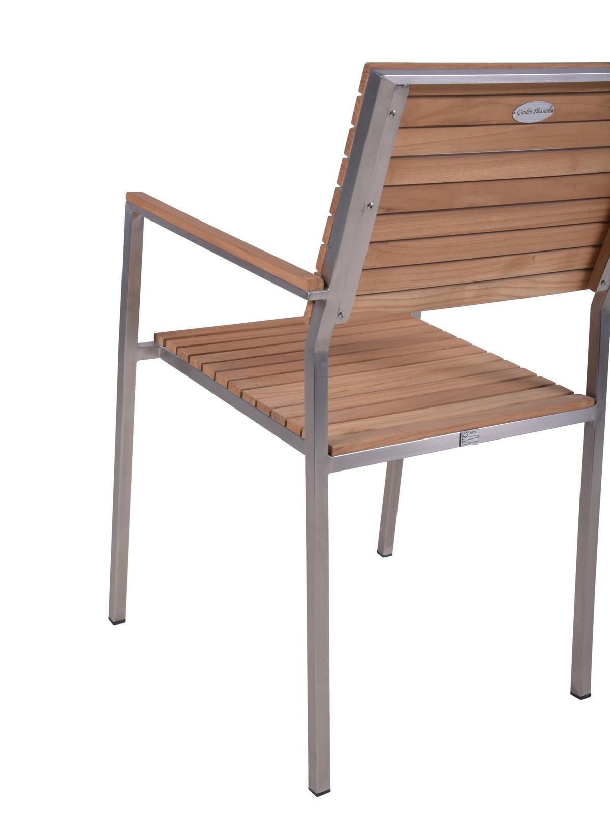 Gartenstuhl-Set Denver 4er-Set ca. 53x86 cm Teakholz - Silberfarben/Schwarz, Basics, Holz/Kunststoff (53/86/50cm) - Gardenson