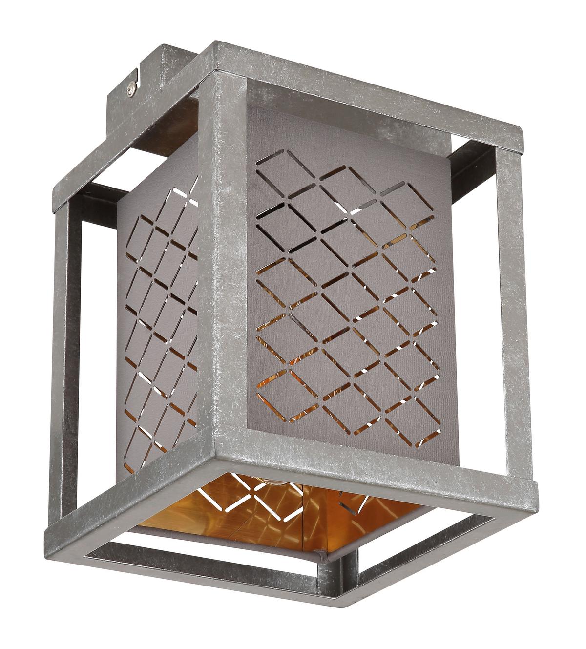 Deckenleuchte Thomas in Silberfarben max. 25 Watt - Silberfarben/Goldfarben, Design, Textil/Metall (17/17/22,5cm) - Globo