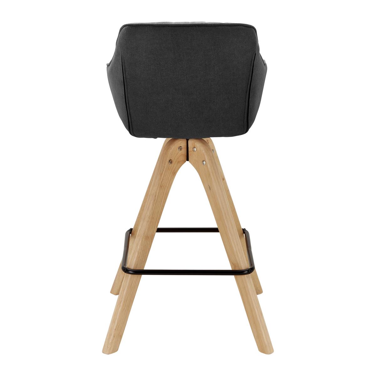 STOŁEK BAROWY LEONIE - kolor dębowy/ciemnoszary, Modern, metal/drewno (55/106/56cm) - Bessagi Home