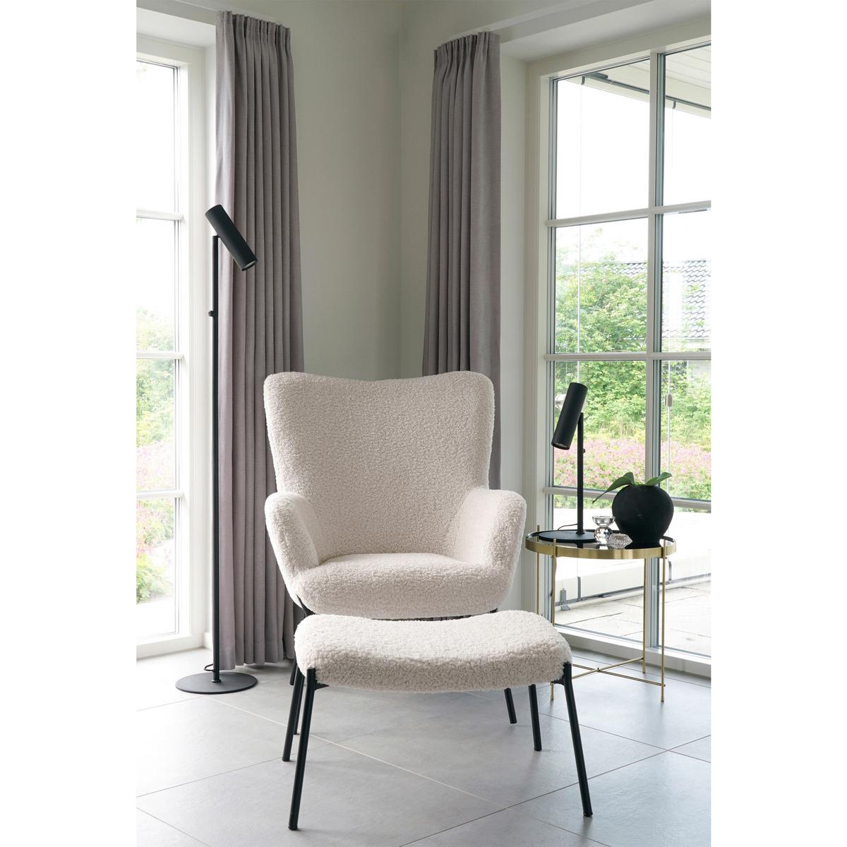 Hocker Glasgow Weiß - Schwarz/Weiß, Basics, Textil/Metall (63/39/42.5cm)