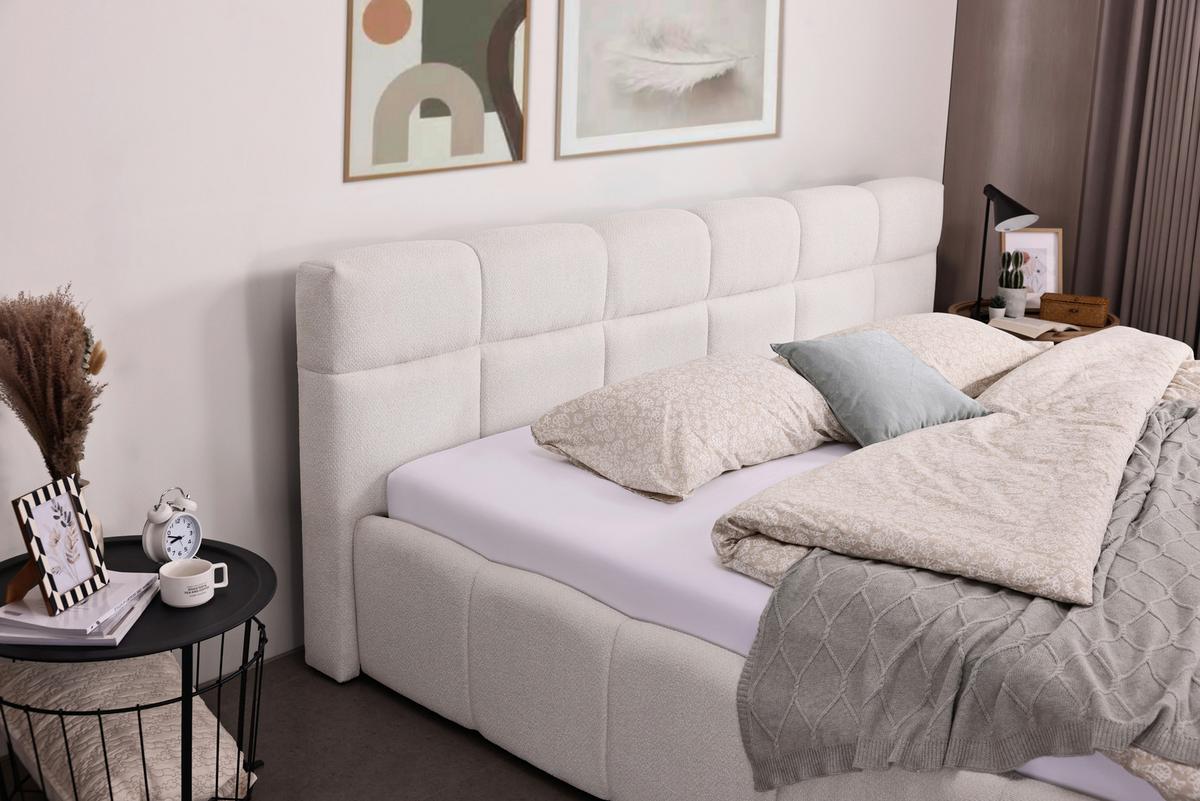 Polsterbett Ascona Creme ca. 240x200cm - Creme/Schwarz, KONVENTIONELL, Kunststoff/Textil (240/200cm) - Based