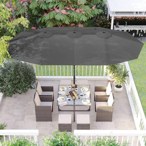 Sonnenschirm Doppelseitig Schwarz/Grau ca. 460x270cm - Schwarz/Grau, Basics, Textil/Metall (460/270cm) - Modante