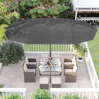 Sonnenschirm Doppelseitig Schwarz/Grau ca. 460x270cm - Schwarz/Grau, Basics, Textil/Metall (460/270cm) - Modante
