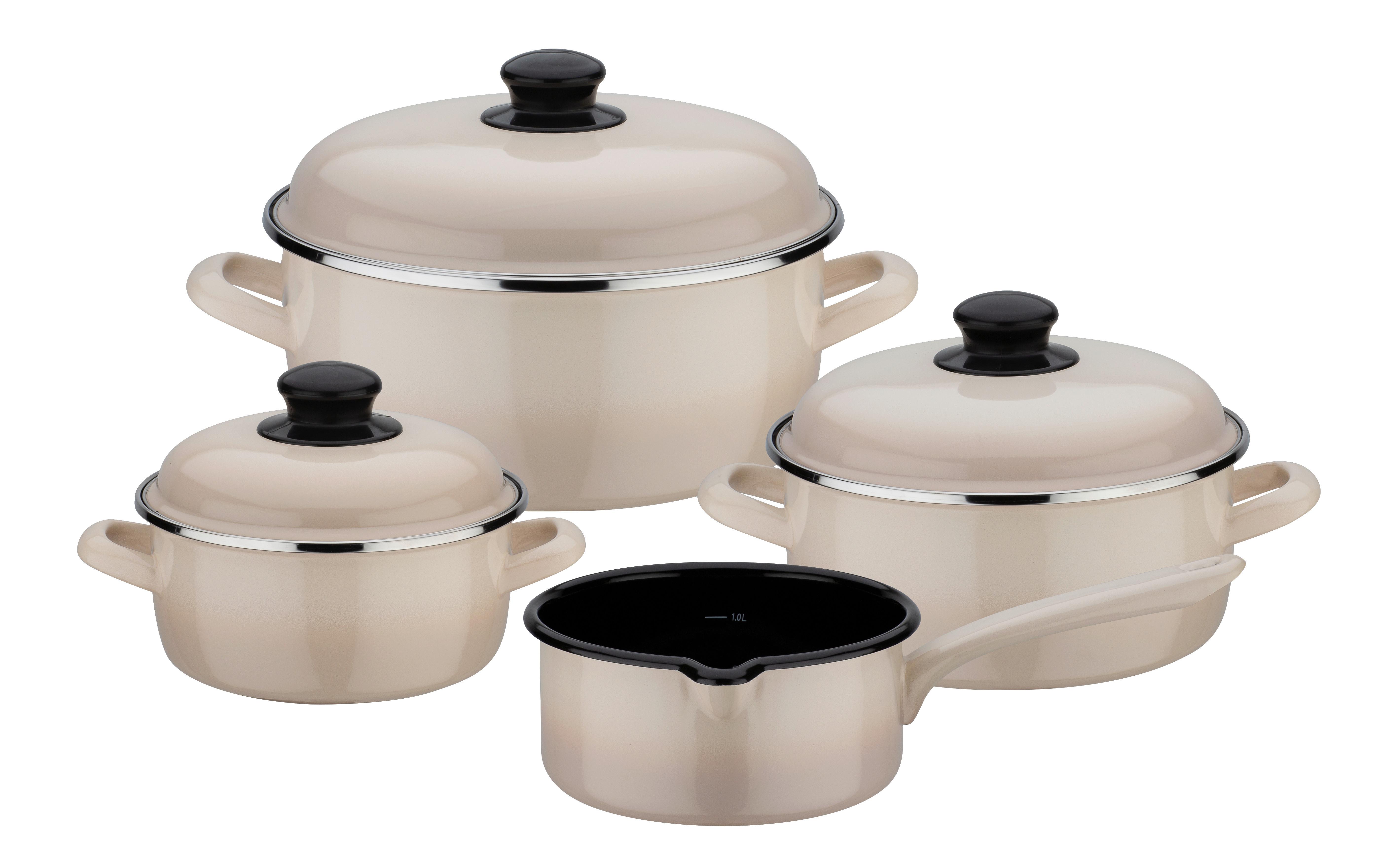 Set Posod Creme Shadow, 4-Delni - krem barve, Basics, kovina - GSW