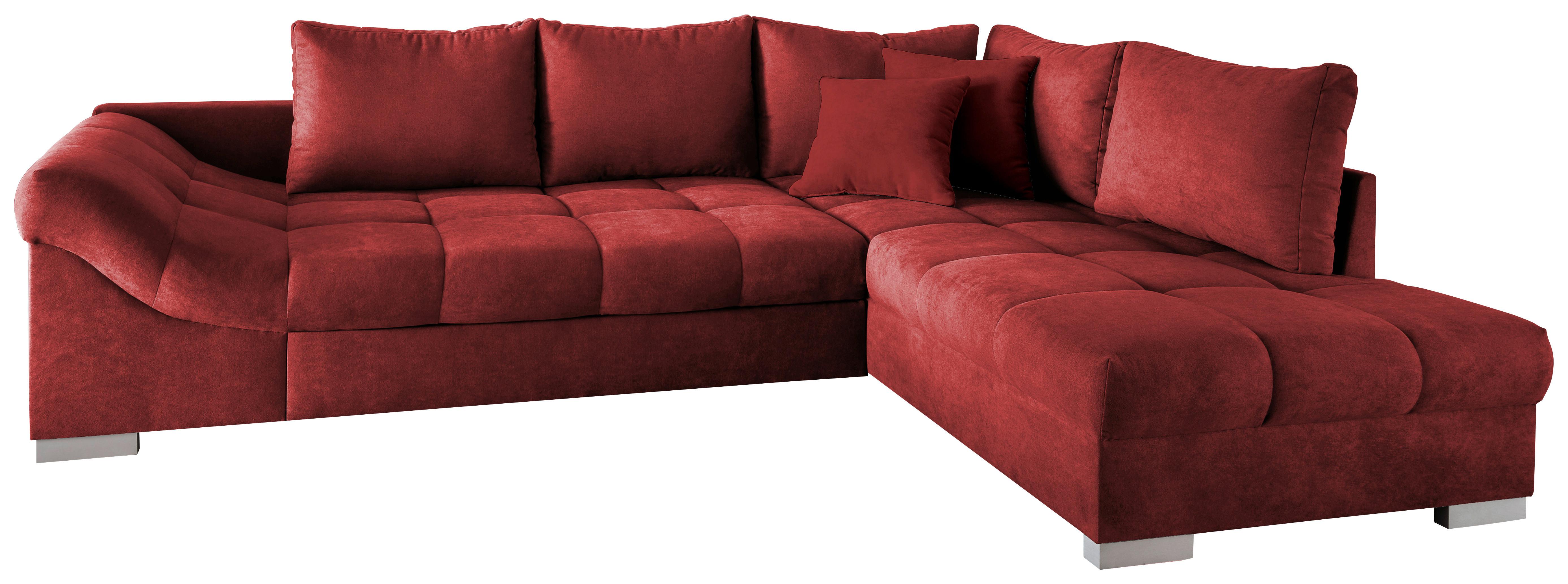 Wohnlandschaft Alvito Rot Nylon/Mikrofaser - Rot/Silberfarben, Design, Holz/Textil (298/202cm) - MID.YOU