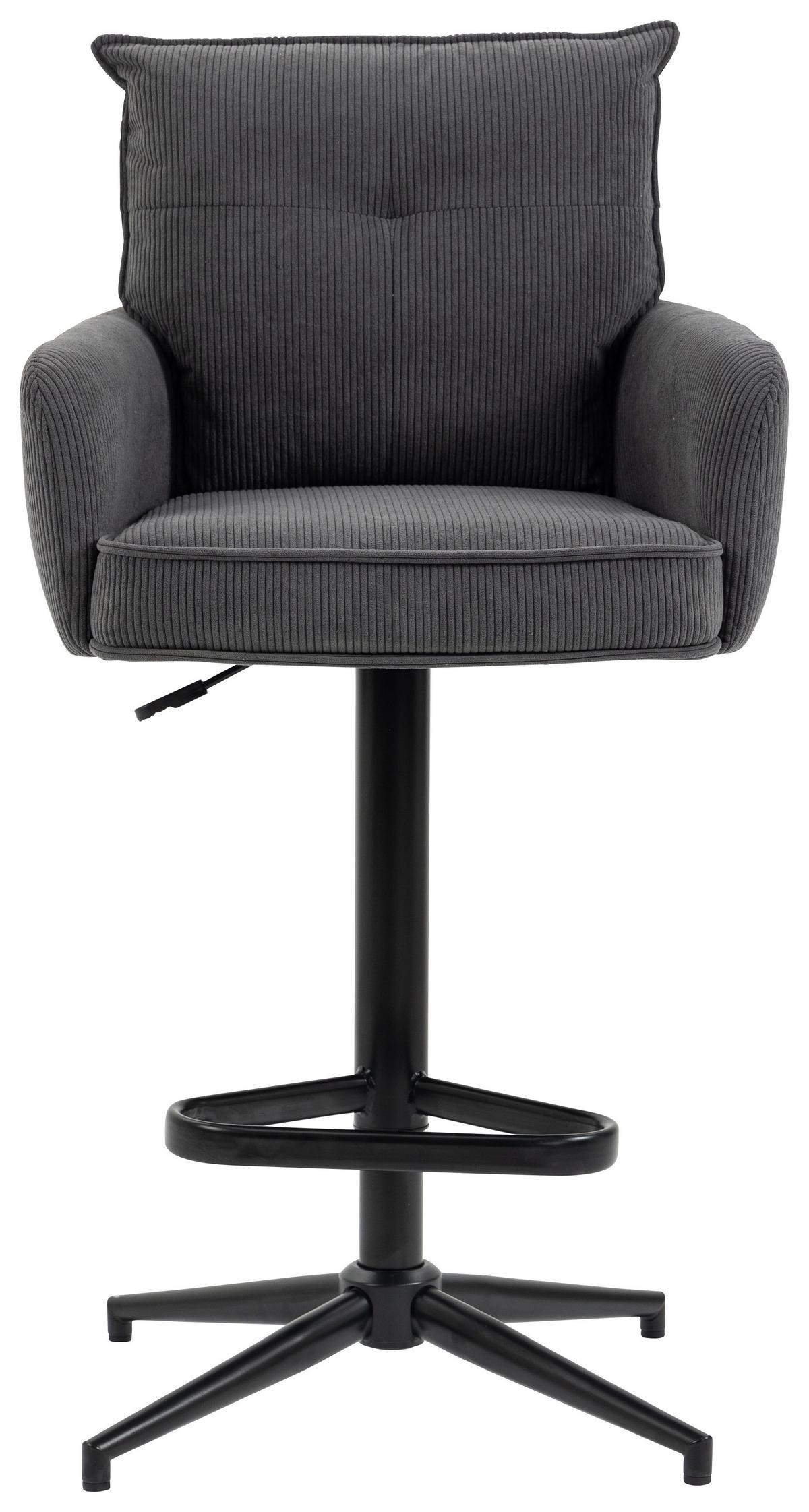 STOŁEK BAROWY POINT - antracytowy/czarny, Design, metal/tkanina (54/98-120/58cm) - Novel