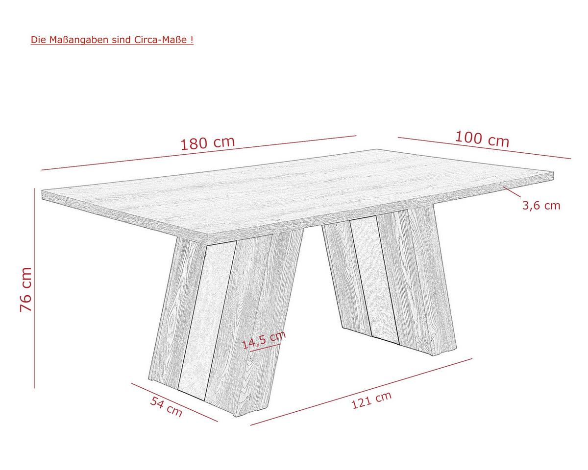 ESSTISCH TINDARI T - Eichefarben/Schwarz, MODERN, Holzwerkstoff (100/180/76cm) - MID.YOU