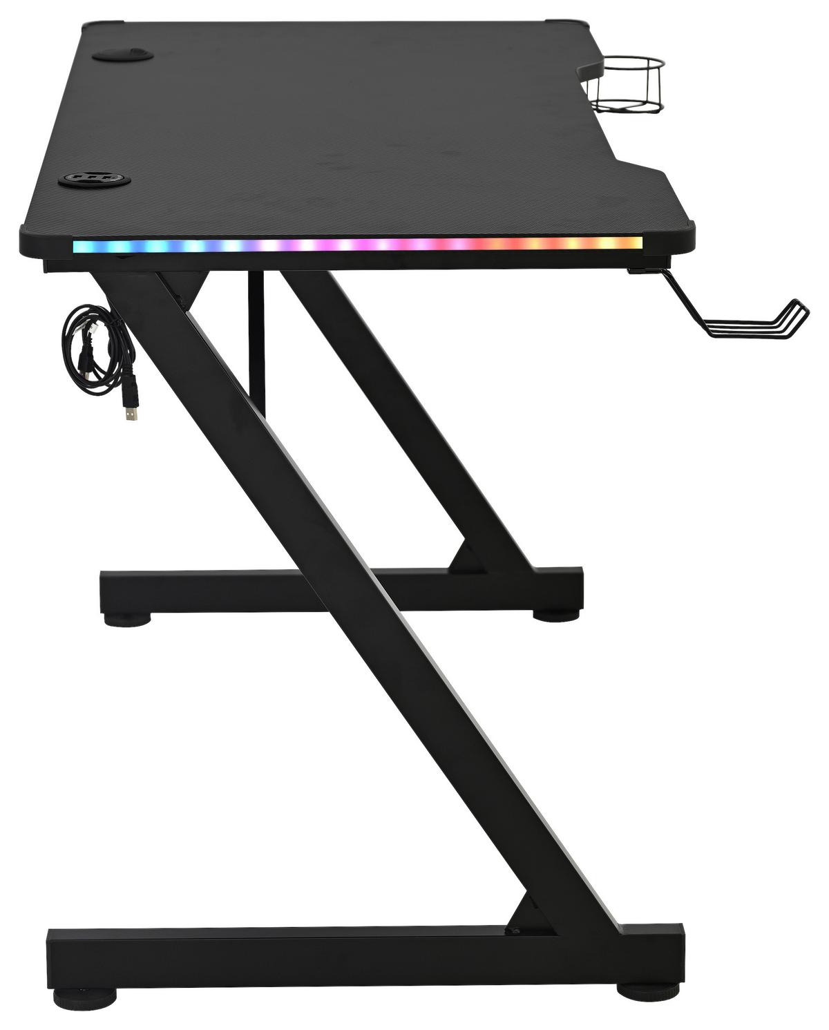 Gaming Miza Gerald, Črna - črna, Trend, kovina/leseni material (120/75/60cm)