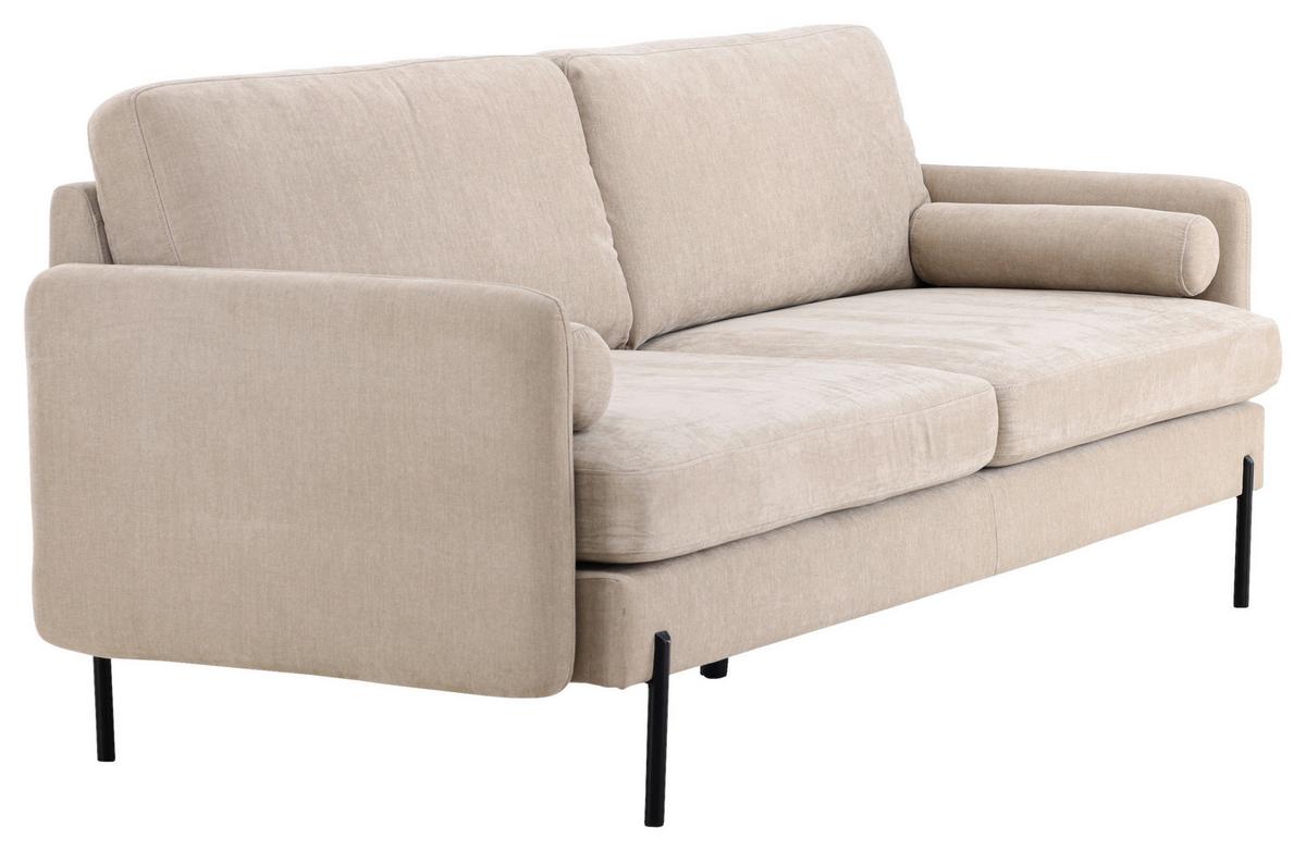 2-SITZER-SOFA ANTIBES - Beige/Schwarz, Design, Textil/Metall (209.5/86/87cm) - Livetastic