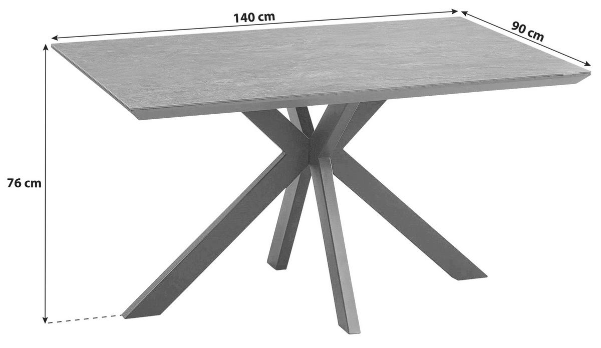 Jedilna Miza Steve 2, Črna, 140x90 Cm - črna, Moderno, kovina/leseni material (140/76/90cm)