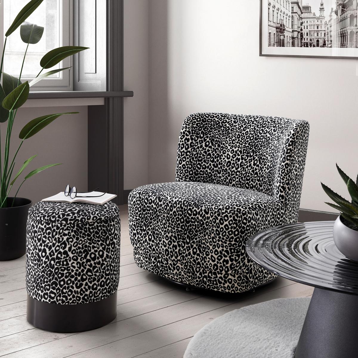 Designsessel Baca Schwarz/Weiß drehbar - Schwarz/Weiß, LIFESTYLE, Holz/Textil (66/75/72cm) - Mömax