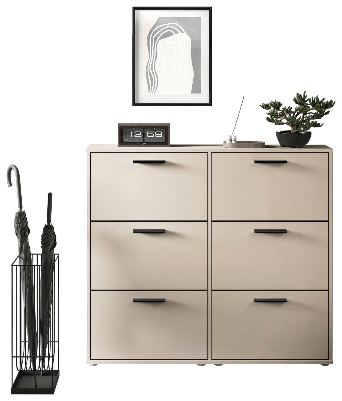 SZAFKA UCHYLNA NA BUTY SAM - czarny/kaszmir, Design, materiał drewnopochodny/tworzywo sztuczne (116/103/17cm) - Carryhome
