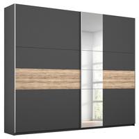 DULAP USI CULISANTE BORNEO - gri închis/culoare lemn stejar, Basics, sticlă/material pe bază de lemn (218/210/59cm) - Modern Living