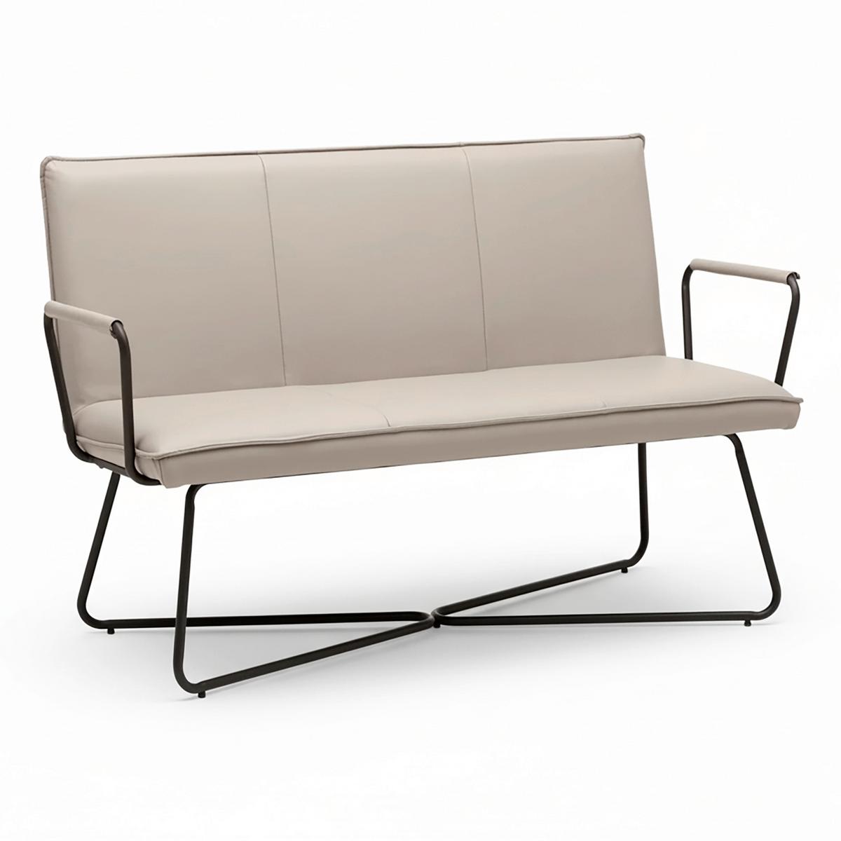 Sitzbank Bosco Taupe Lederlook Gepolstert - Taupe/Schwarz, MODERN, Holz/Textil (140/90/62cm) - Bessagi Home