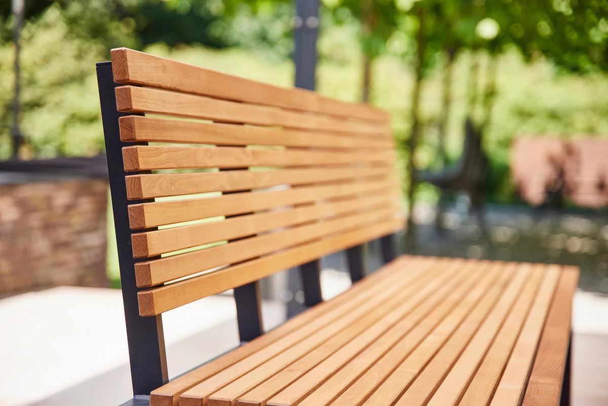 GARTENBANK N86394 - Anthrazit/Robinienfarben, KONVENTIONELL, Holz/Metall (180/84/157,5cm) - Siena Garden