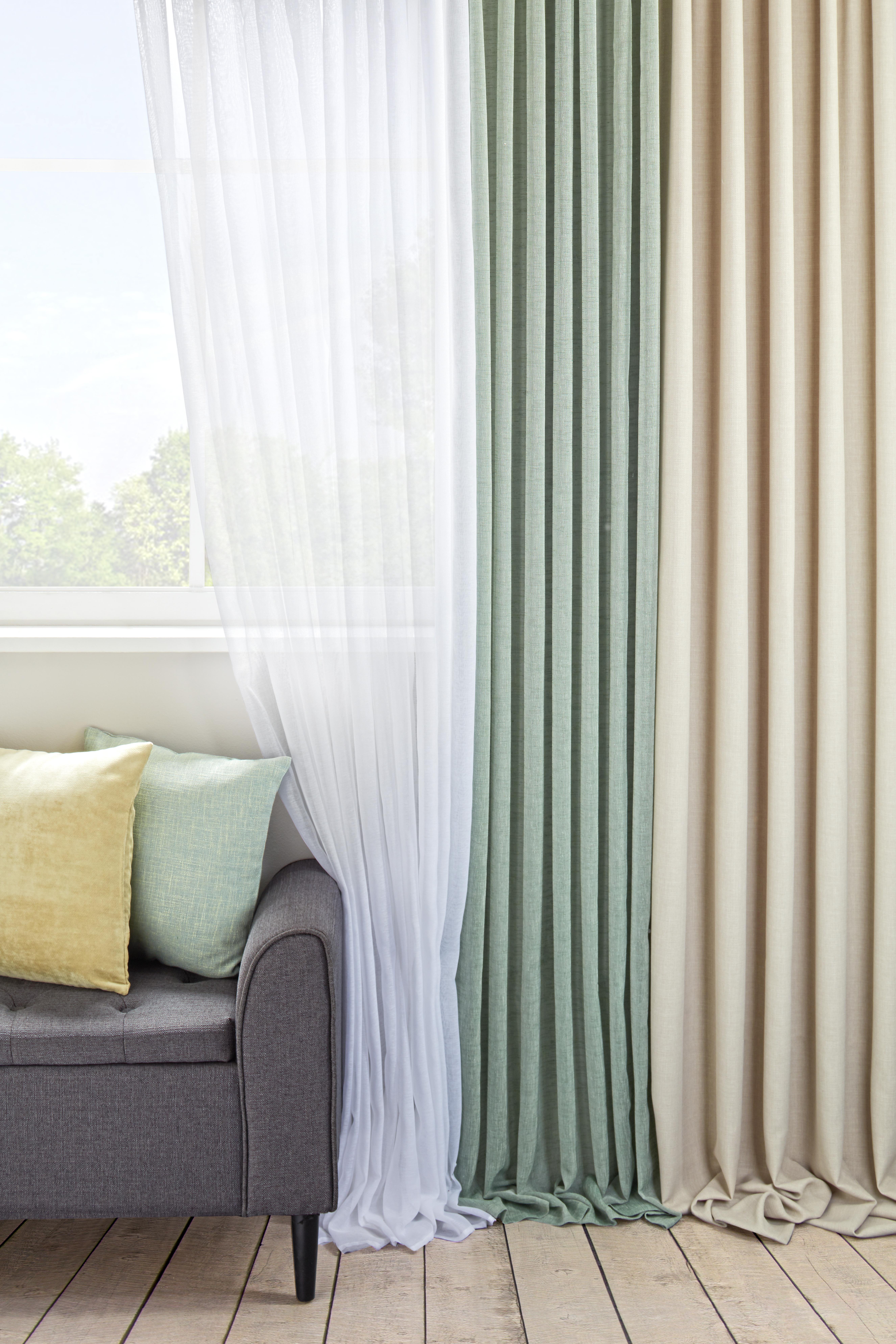 GARDINLÄNGD LEO -AKT- -EXT- - sandfärgad, textil (135/255cm) - Premium Living