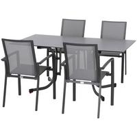 Loungegarnitur 5-tlg Velia aus Metall - Anthrazit/Schwarz, KONVENTIONELL, Keramik/Textil - Siena Garden