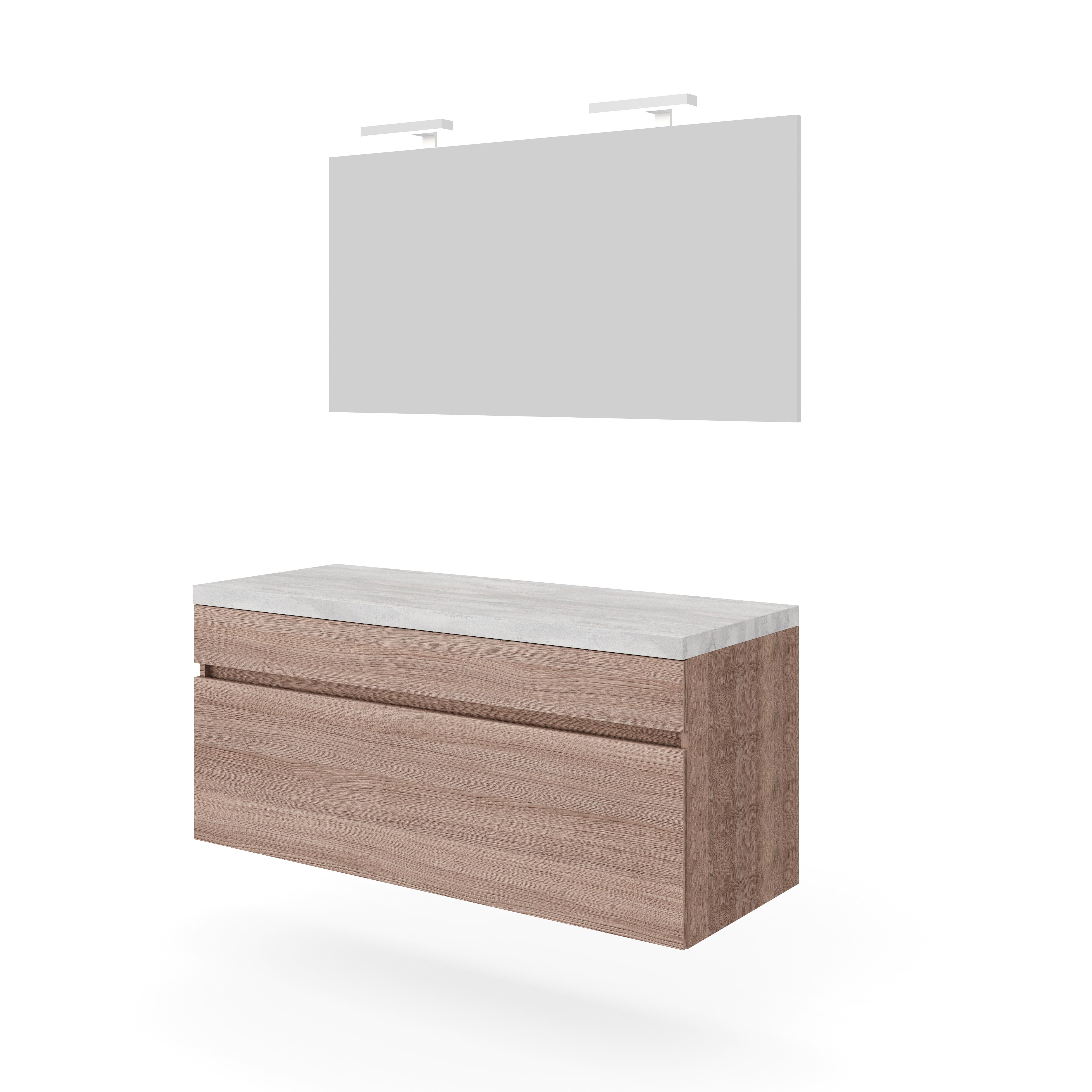 Mobilier de baie Bogota - alb/stejar San Remo, Basics, material pe bază de lemn (121/135/46cm)
