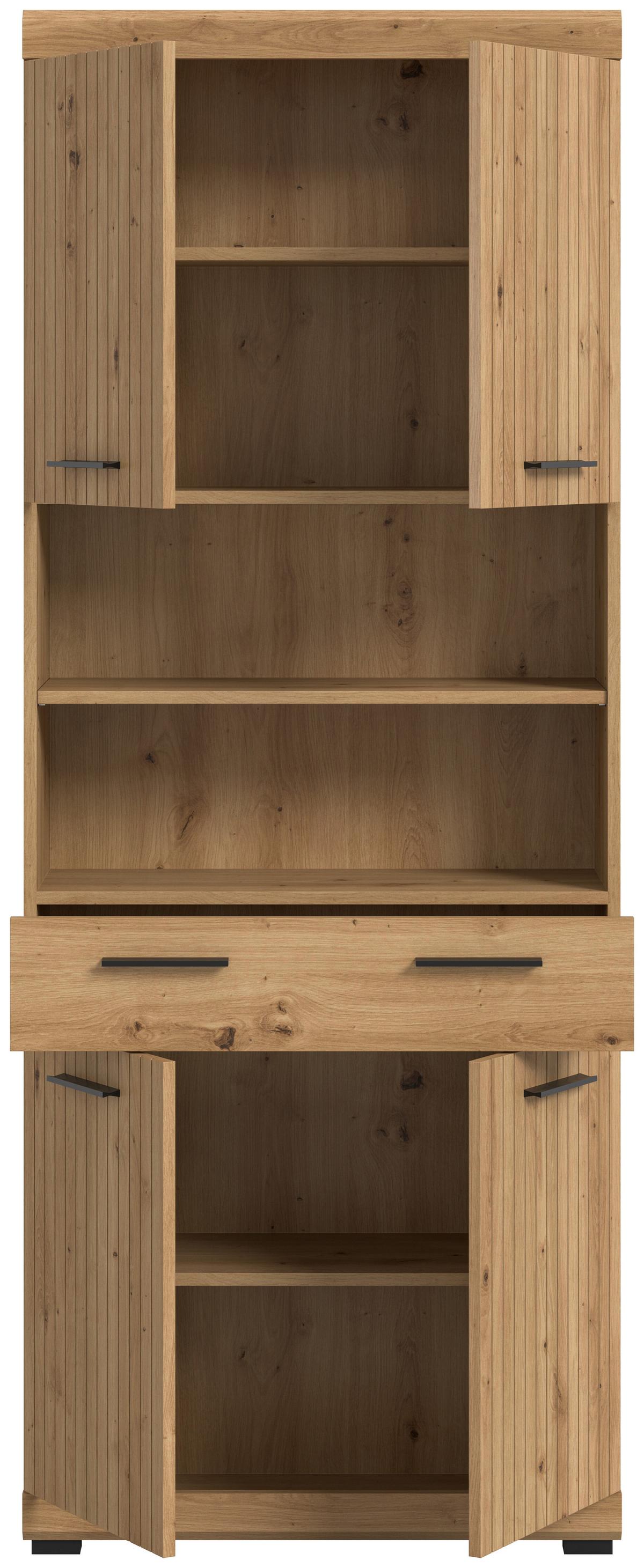 Hochschrank Scout Eiche Artisan - Schwarz/Eiche Artisan, Trend, Holzwerkstoff/Kunststoff (74/191/31cm) - MID.YOU