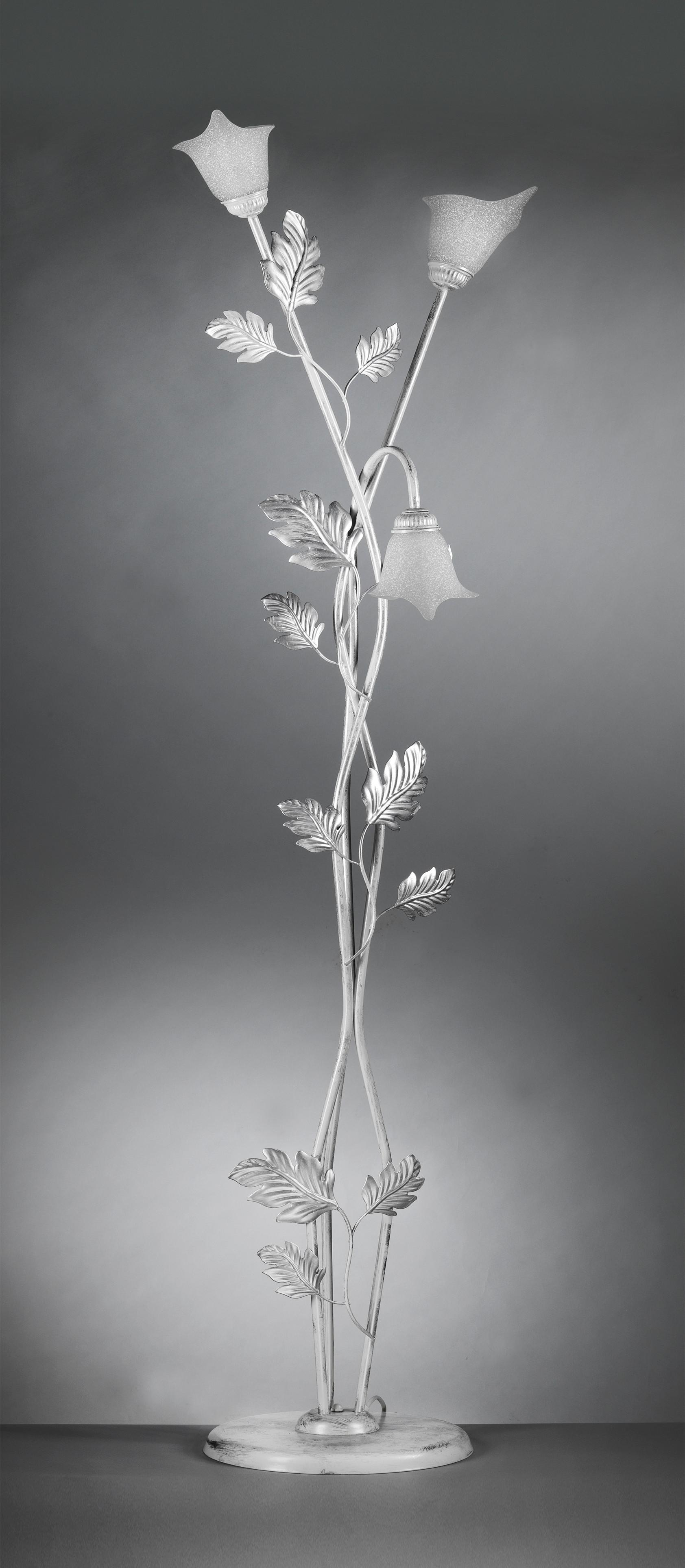 Stehleuchte Marilena Weiß/Silber max. 6 Watt - Silberfarben/Weiß, KONVENTIONELL, Glas/Metall (55/175cm)