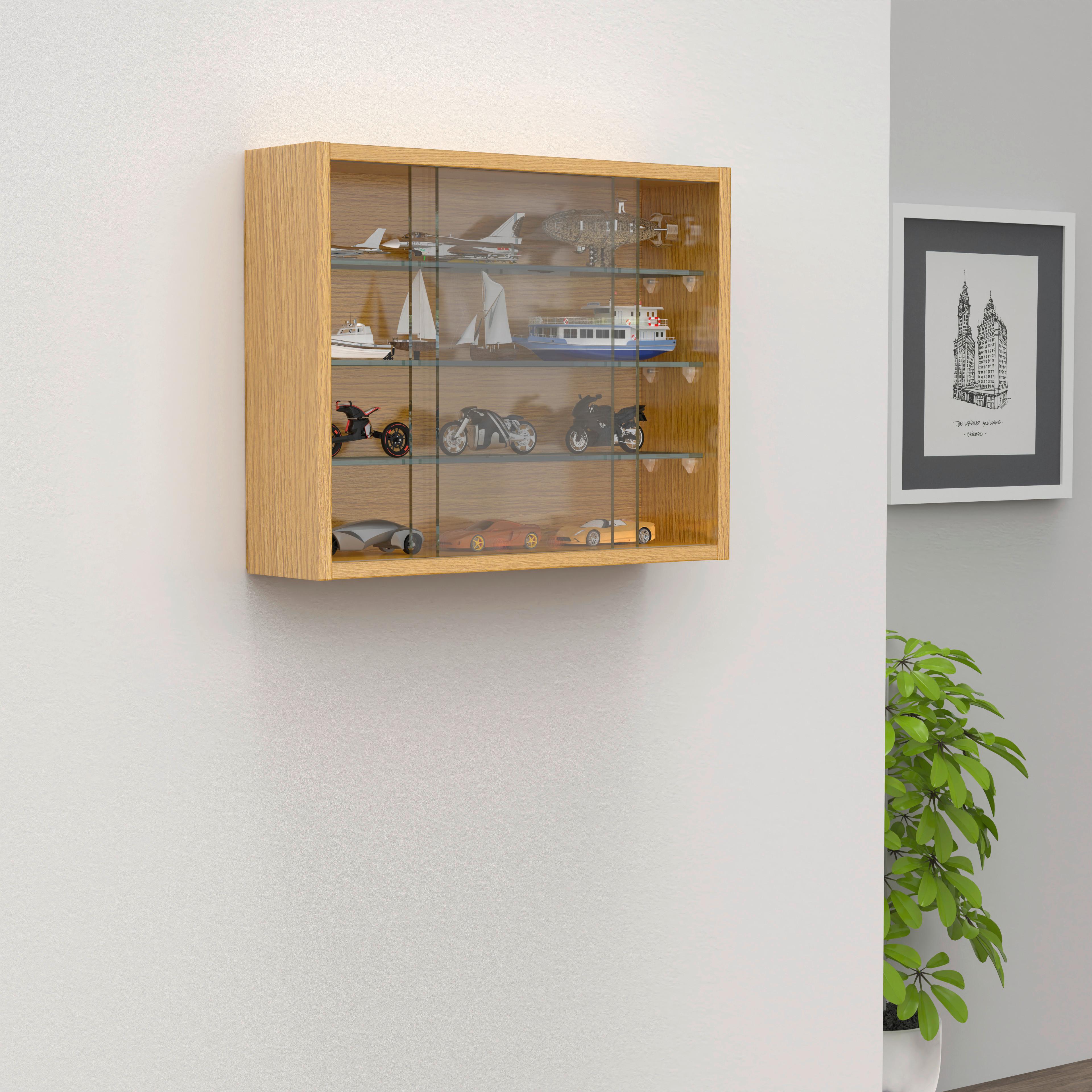 HÄNGEVITRINE DRIVALO S - Honigeiche/Transparent, Design, Glas/Holzwerkstoff (50/40/12cm) - MID.YOU