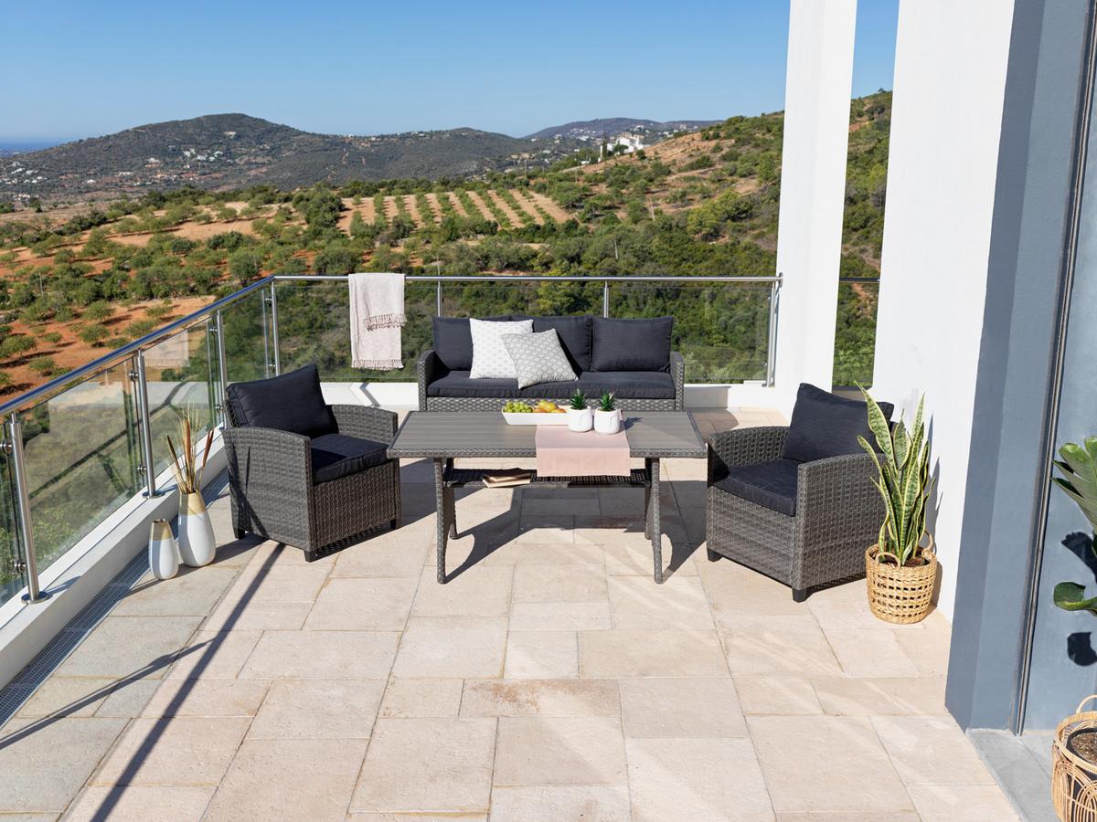 Lounge Garnitura Lisabon, Siva, Rjava, 4-Delni Set - siva/rjava, Moderno, kovina/umetna masa - Modern Living