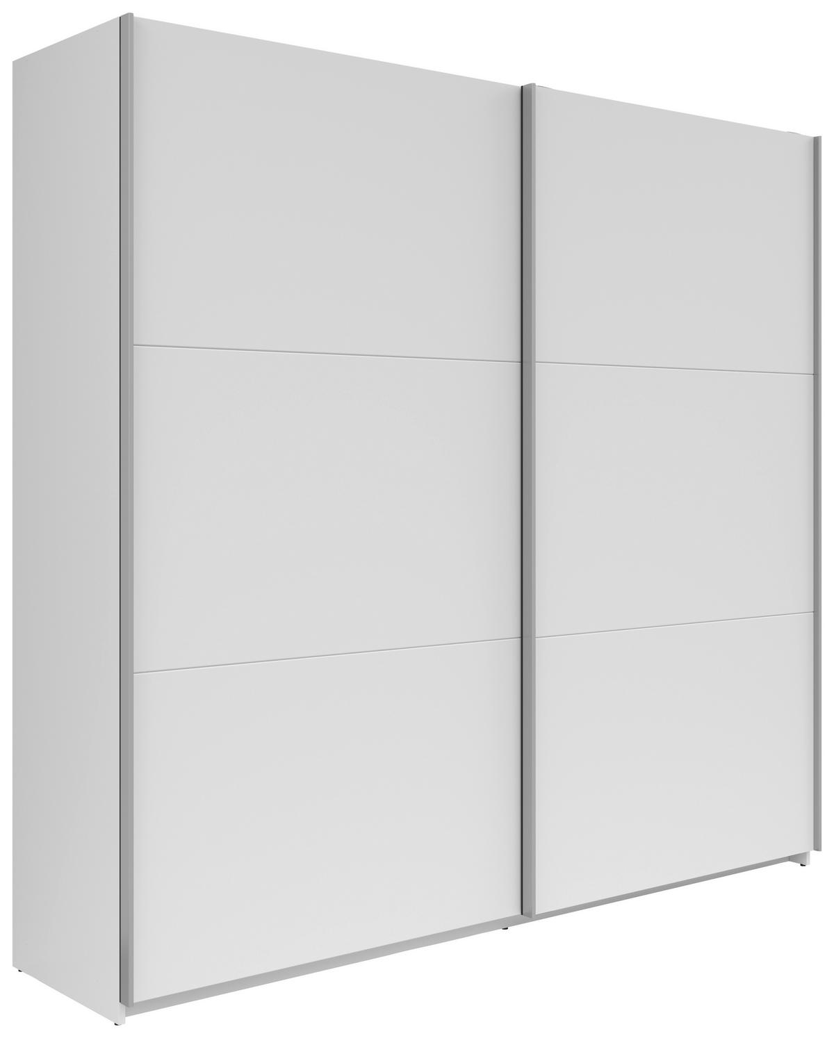 Schwebetürenschrank Saturn in Weiß ca. 218x210x59cm - Silberfarben/Weiß, KONVENTIONELL, Holzwerkstoff/Metall (218/210/59cm) - Mömax