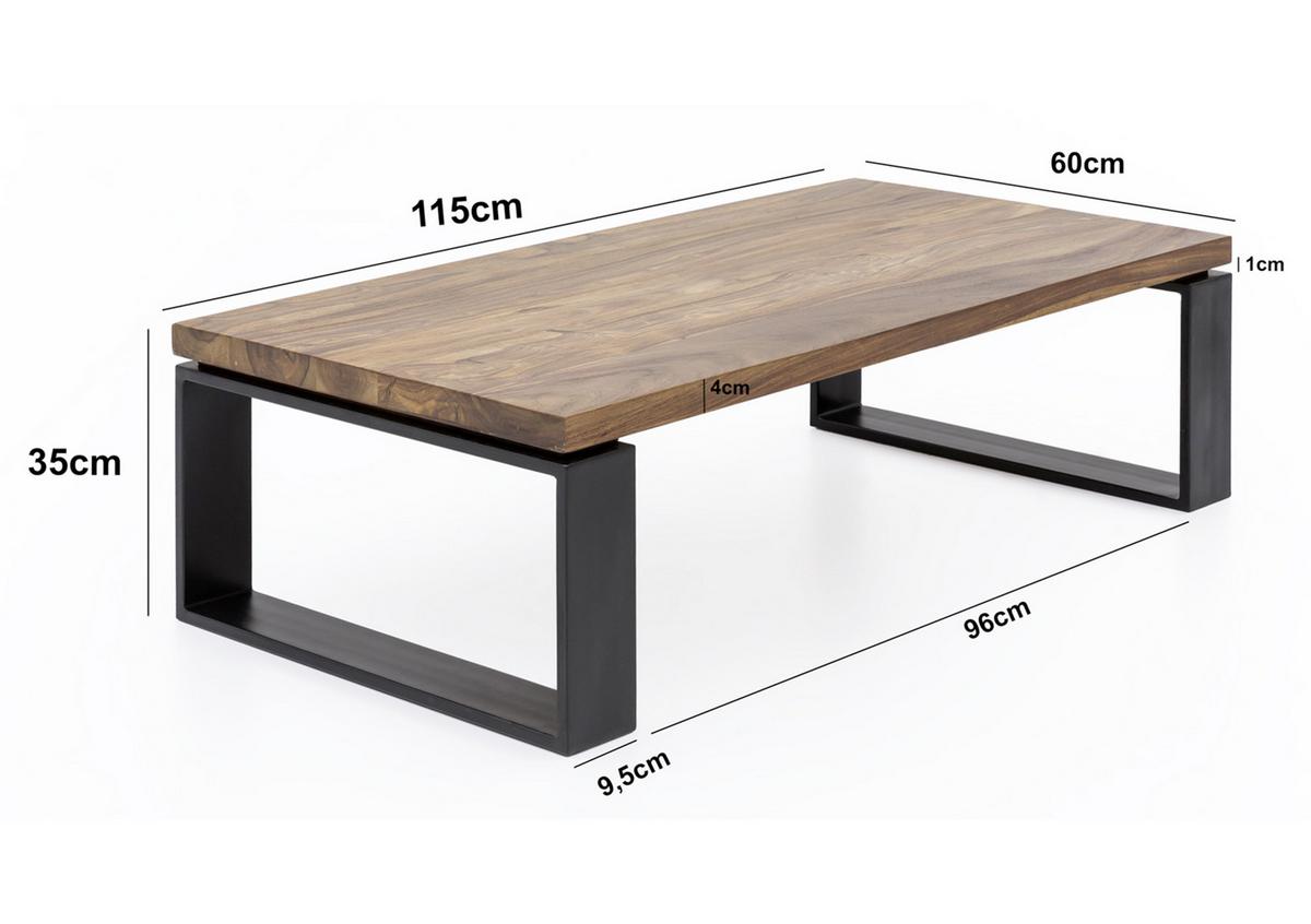 Klubska Miza Mumbai, Pravi Les - črna/barve indijskega rožnega lesa, Design, kovina/les (115/60/35cm) - MID.YOU