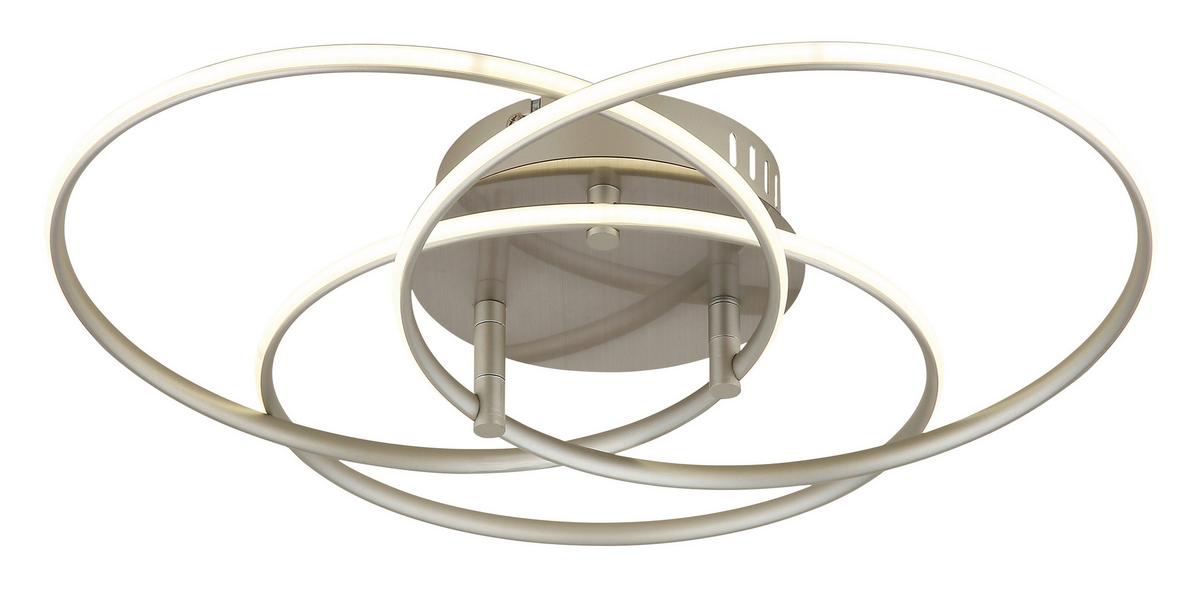 LED-DECKENLEUCHTE 67355-40N KOMBOS - Weiss/Nickelfarben, Design, Kunststoff/Metall (45,6/9,4cm) - Globo