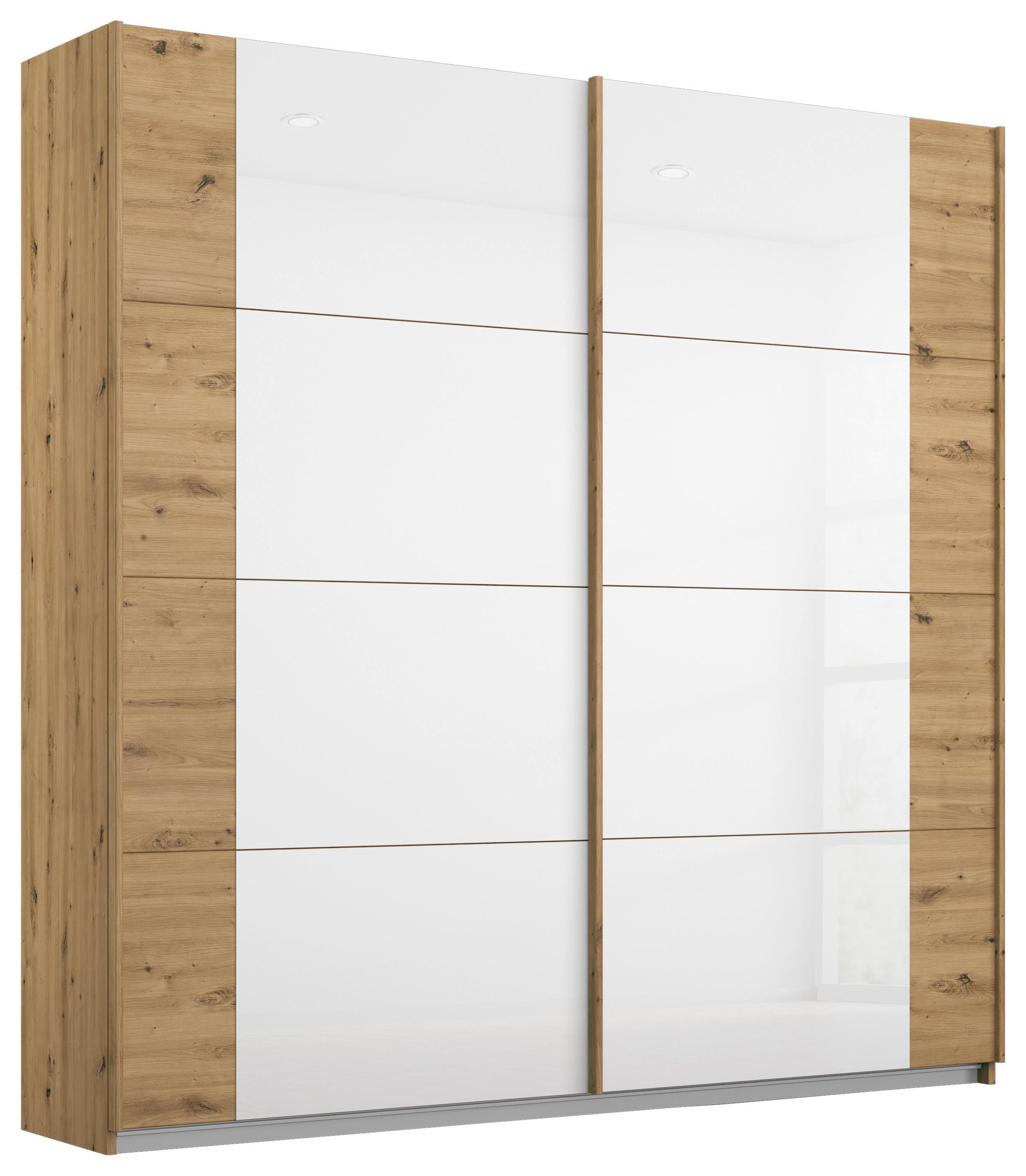 Ormar S Kliznim Vratima Artemis - bijela/hrast Artisan, Moderno, staklo/drvni materijal (181/210/62cm) - Modern Living