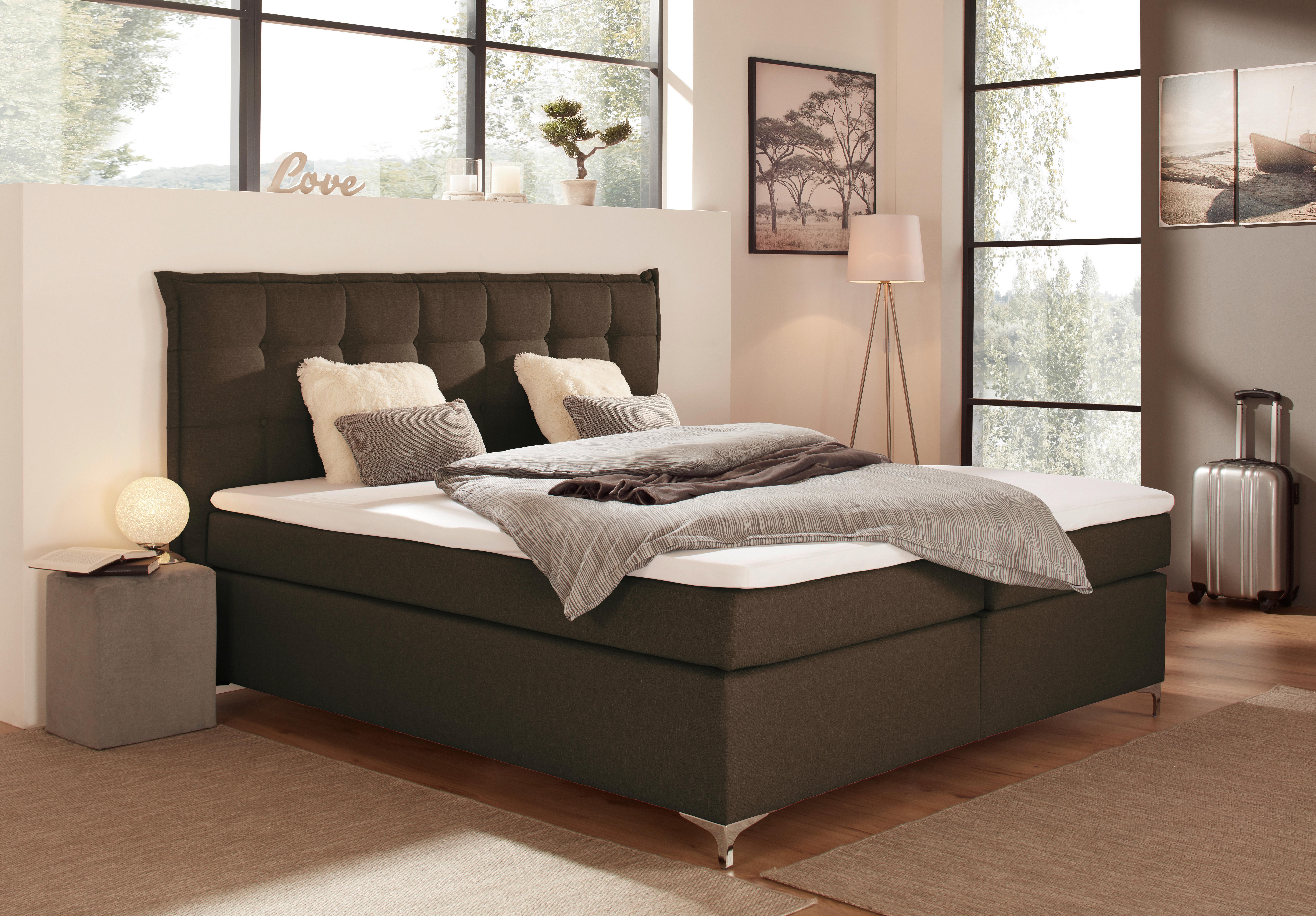 Boxspring Krevet Fabio - smeđa, Moderno, tekstil/metal (180/200cm)