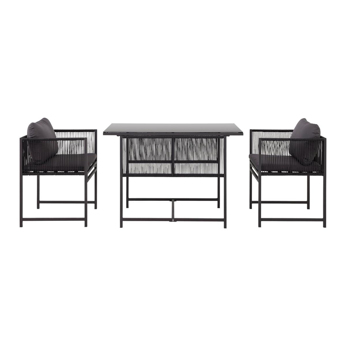 Balkonska Garnitura Stella, Temno Siva, Črna, Jeklo - temno siva/siva, Moderno, kovina/umetna masa - Bessagi Garden