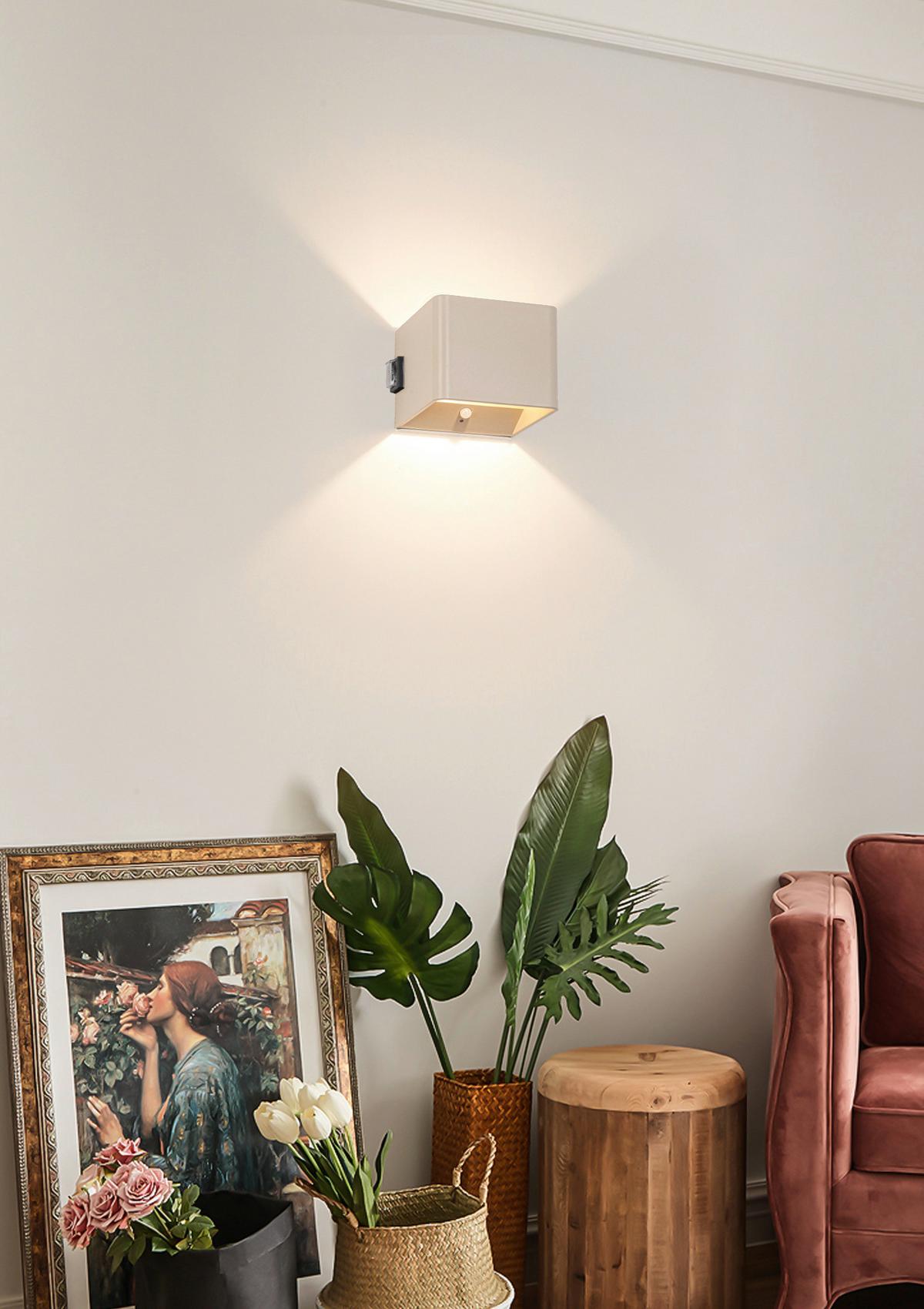 LED-Wandleuchte Hero2 Sandfarben max. 3 Watt - Sandfarben, MODERN, Kunststoff/Metall (10,28/10,1/8,05cm) - Modern Living