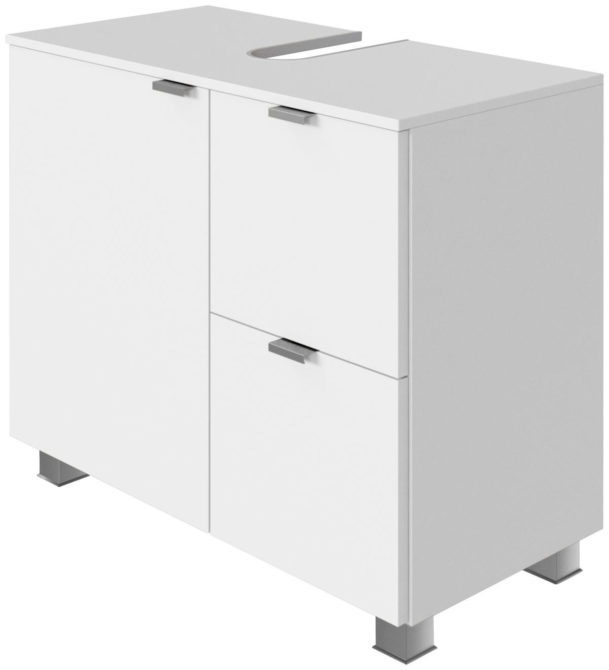 SZAFKA POD UMYWALKĘ BOGOTA - kolor srebrny/biały, Modern, materiał drewnopochodny (70/53/35cm) - Xora