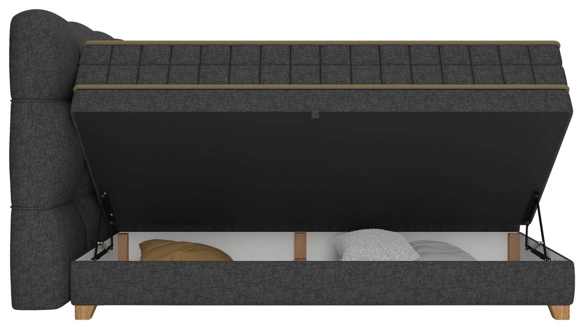 Boxspringbett Bianco Anthrazit ca. 180x200cm - Anthrazit, Konventionell, Holz/Holzwerkstoff (180/200cm) - Premium Living