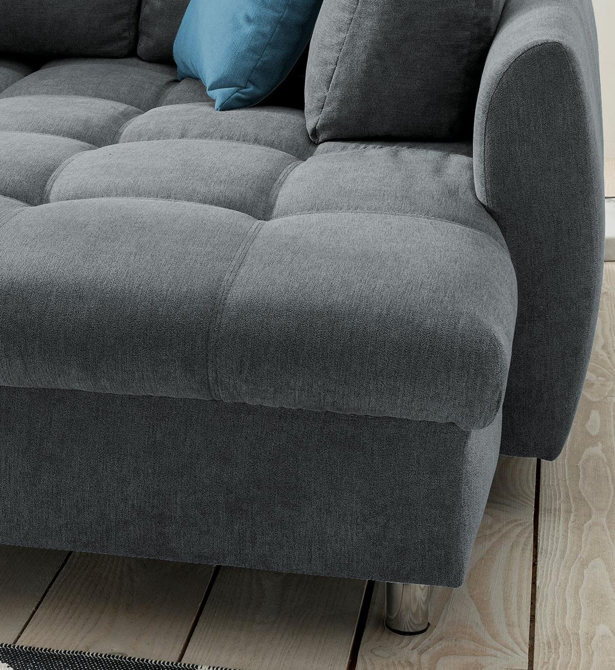 Sedežna Garnitura Agira, Antracit, Ležišče - barve kroma/modra, Design, tekstil (250/190cm) - Modern Living