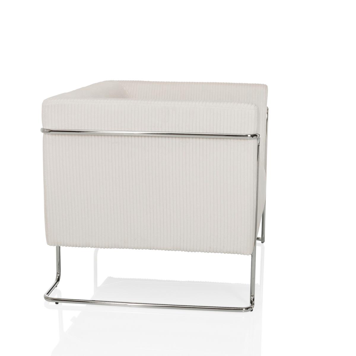 Naslanjač Curacao Cord, Bela - srebrne barve/bela, Moderno, kovina/tekstil (88/74/74cm) - MID.YOU