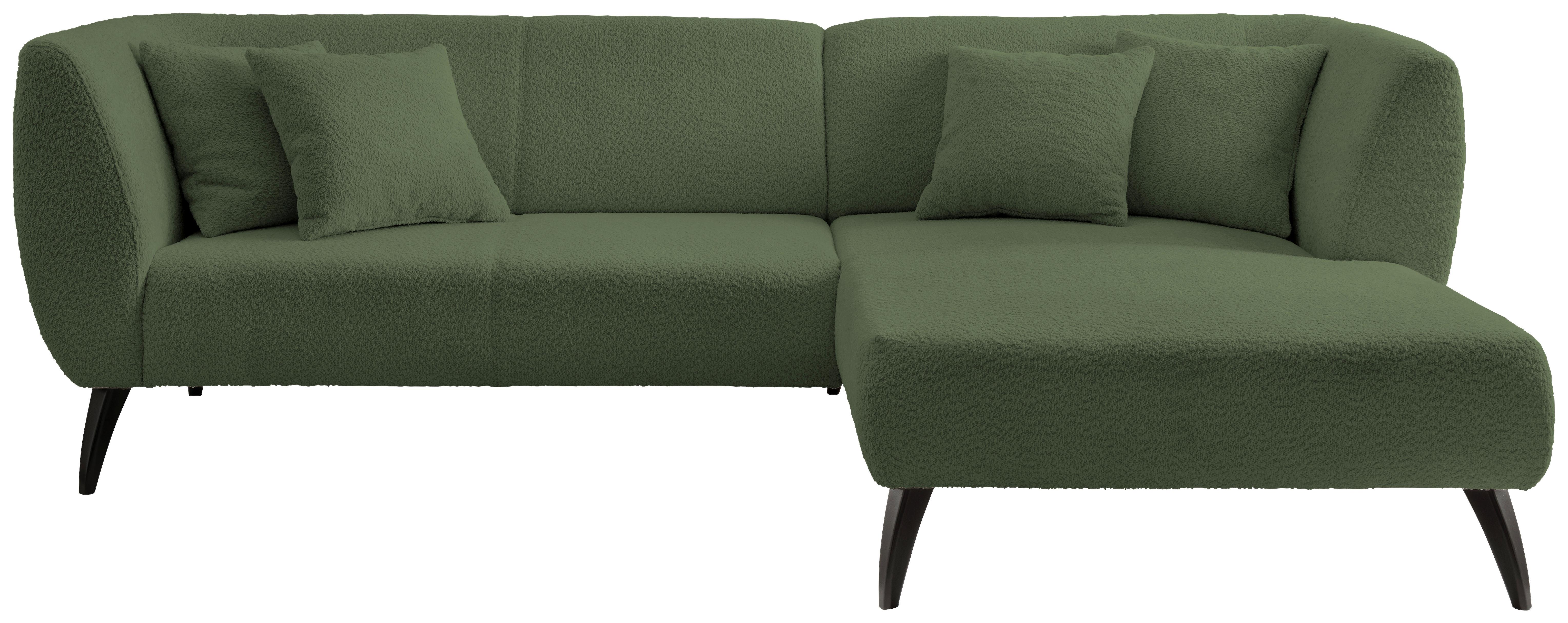 Wohnlandschaft Colori Dunkelgrün Bouclé - Dunkelgrün/Schwarz, MODERN, Holz/Textil (264/160cm) - MID.YOU